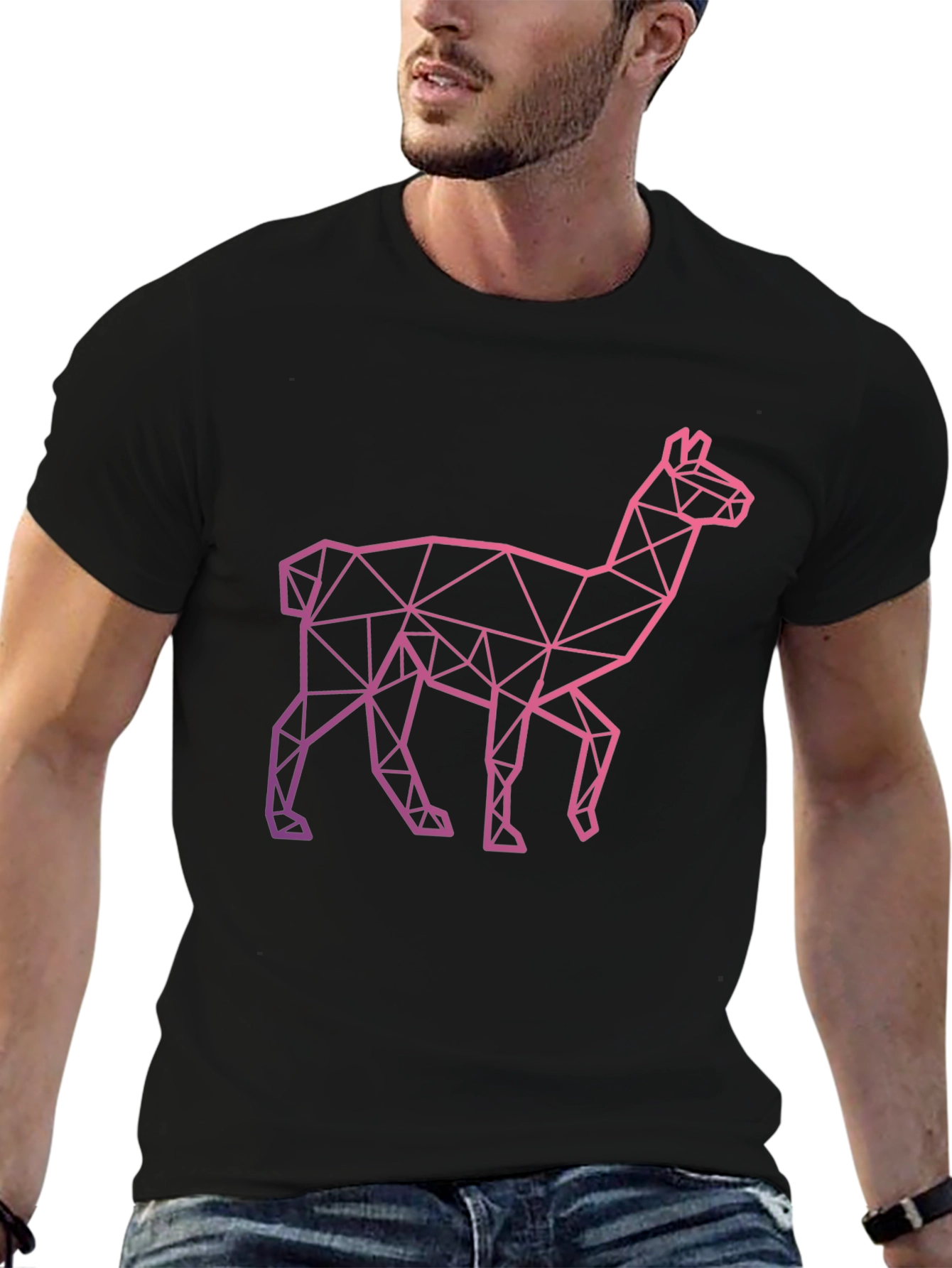 Geometric Llama Graphic Tee - Modern Style
