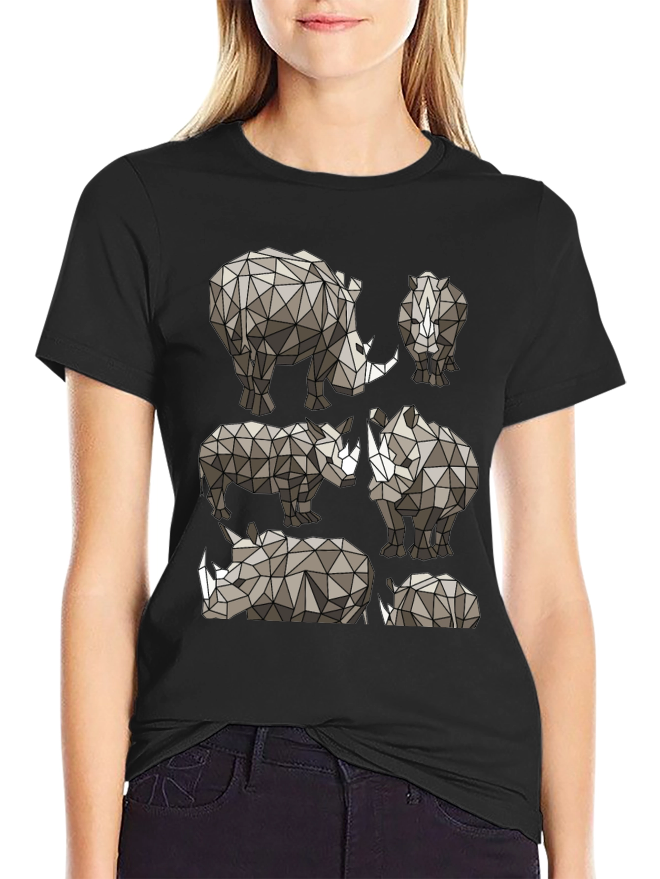Geometric Rhino Graphic Tee - Modern Wildlife Style