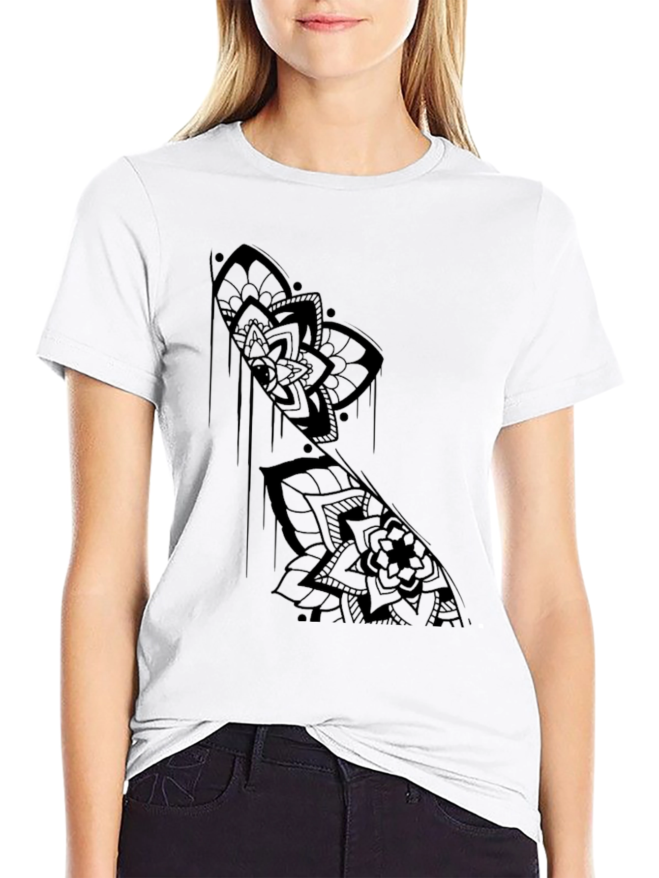 Black Mandala Graphic Print T-Shirt
