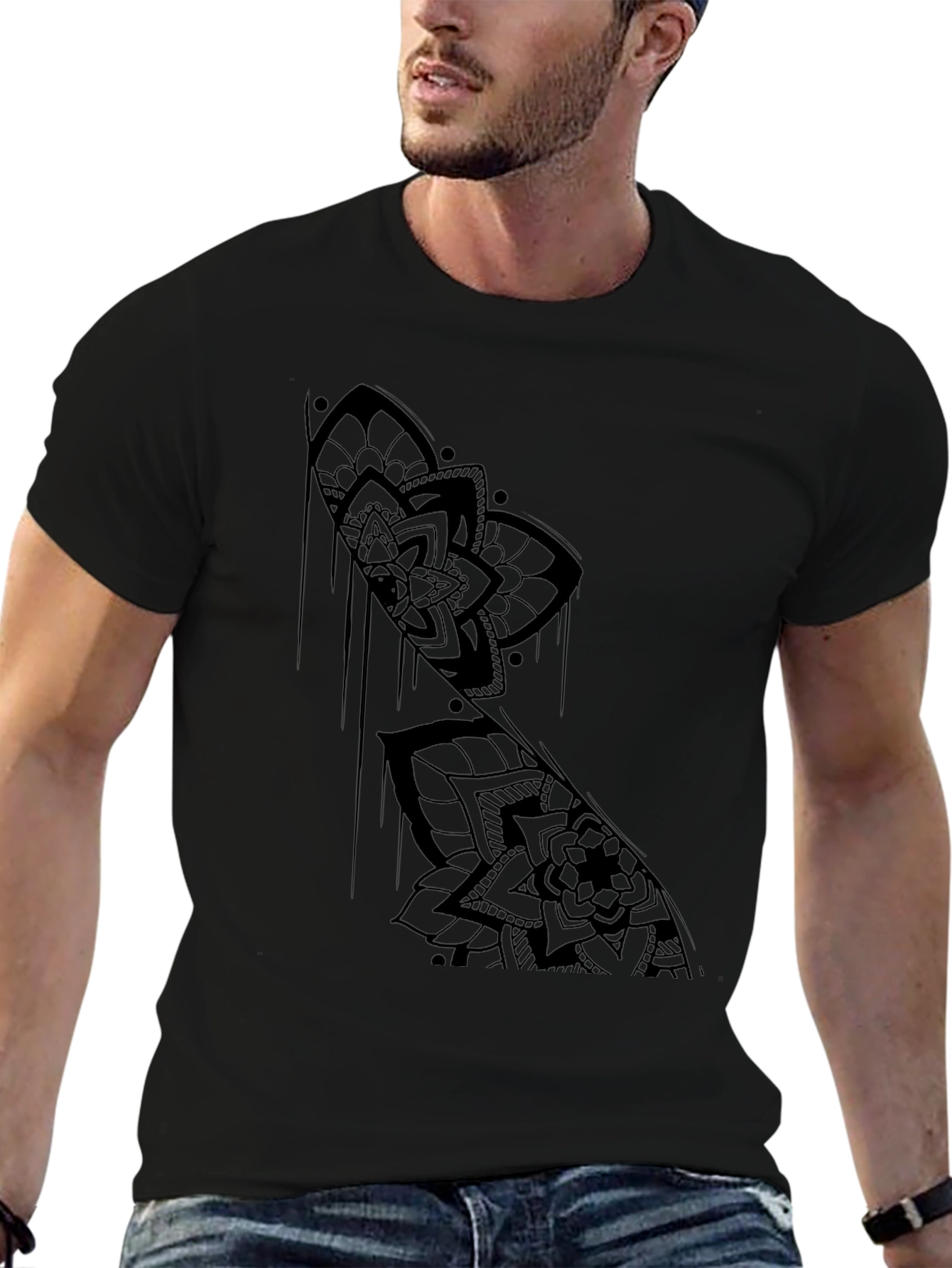 Black Mandala Graphic Print T-Shirt
