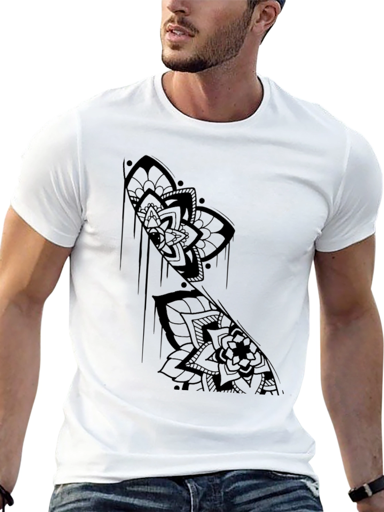 Black Mandala Graphic Print T-Shirt