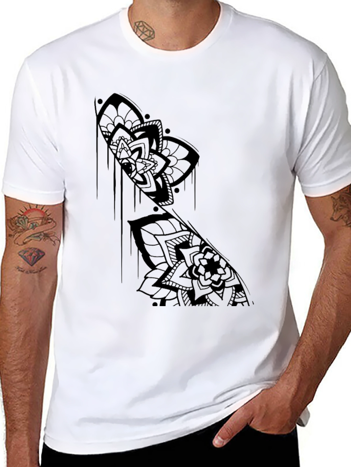 Black Mandala Graphic Print T-Shirt