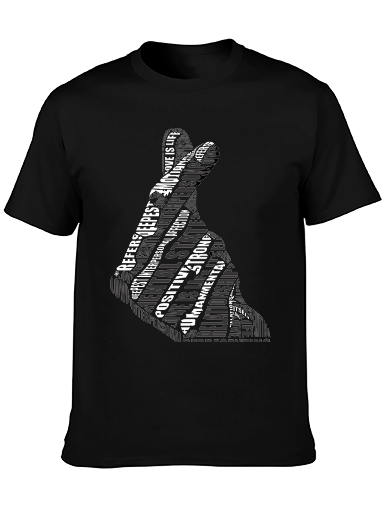 Love Gesture Word Art Graphic Tee - Black