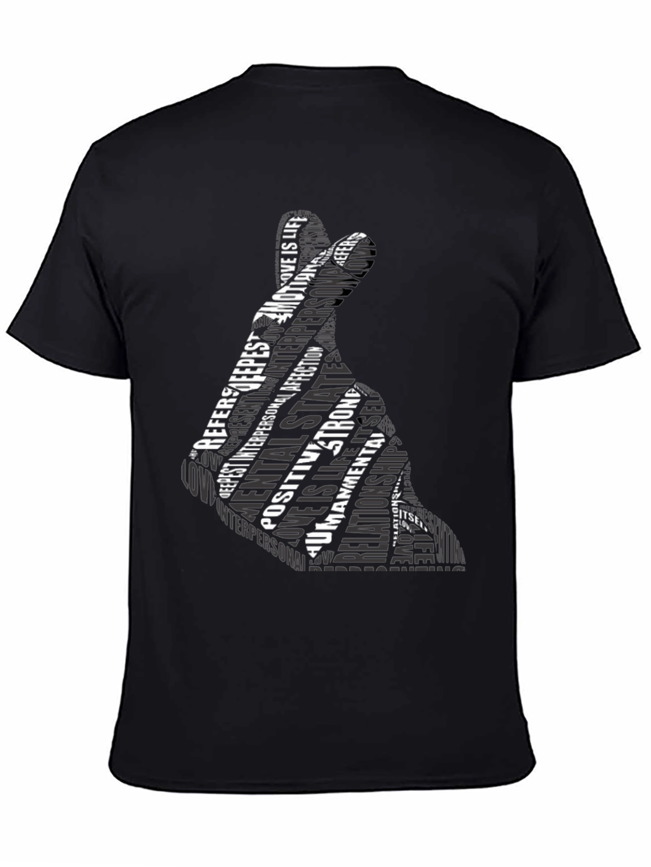 Love Gesture Word Art Graphic Tee - Black