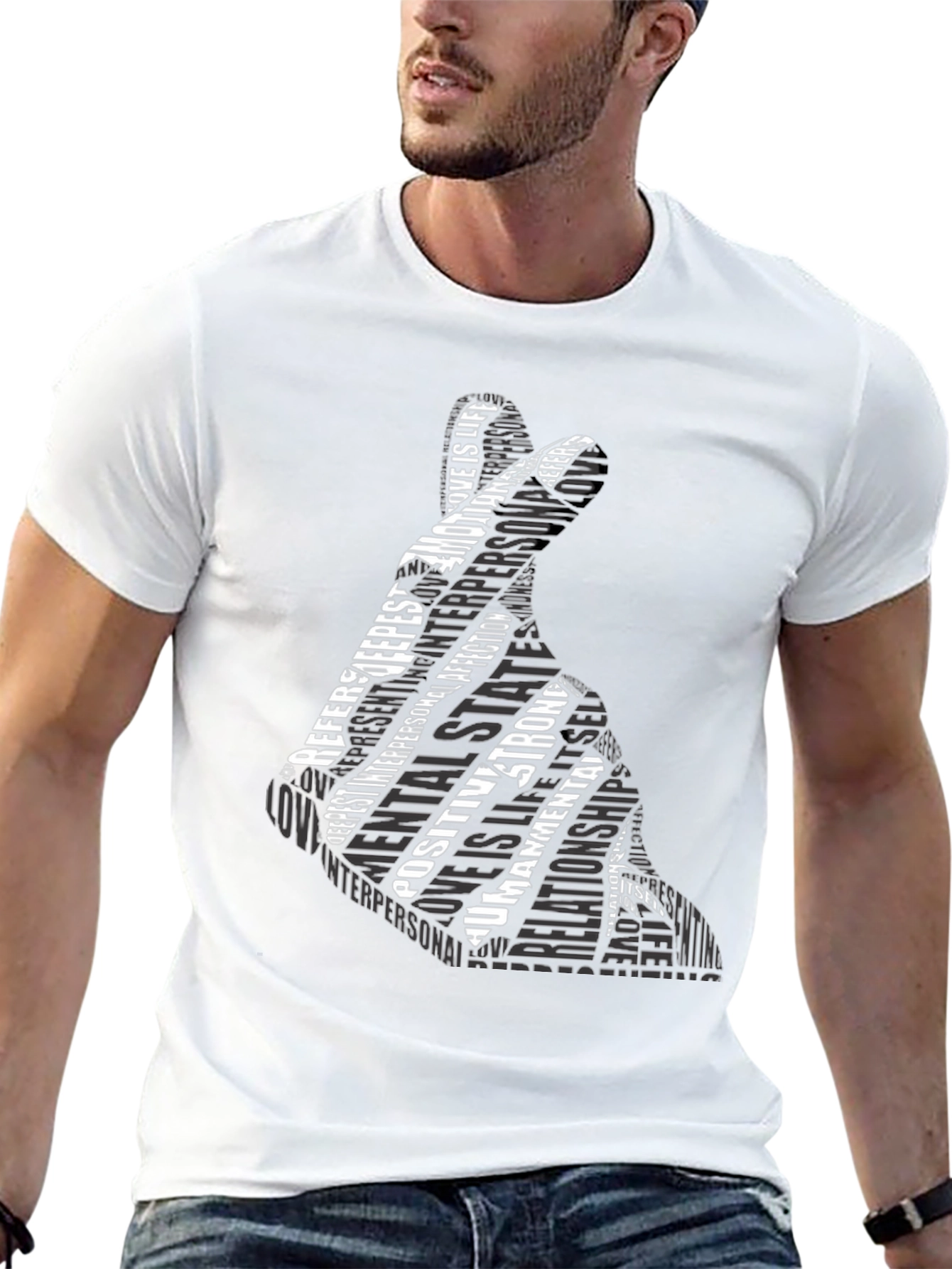 Love Gesture Word Art Graphic Tee - Black