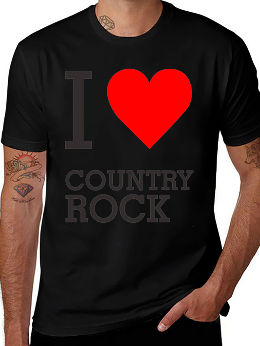 I Heart Country Rock Black T-Shirt