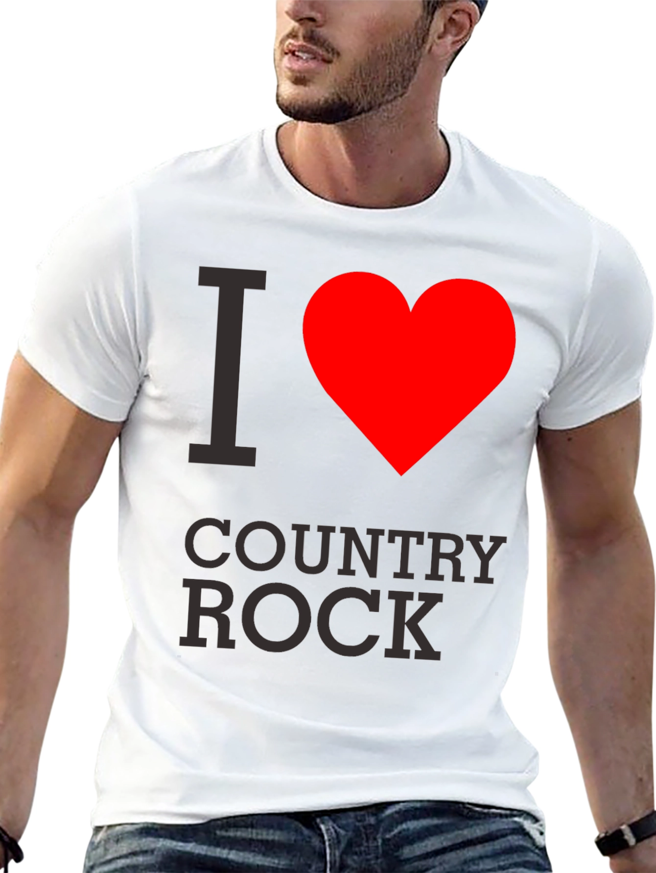 I Heart Country Rock Black T-Shirt