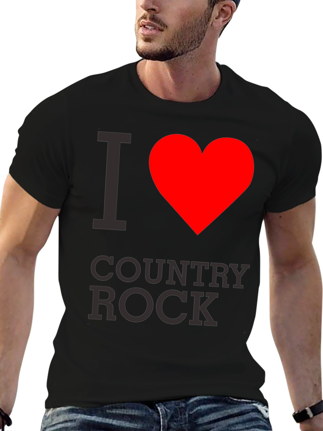 I Heart Country Rock Black T-Shirt