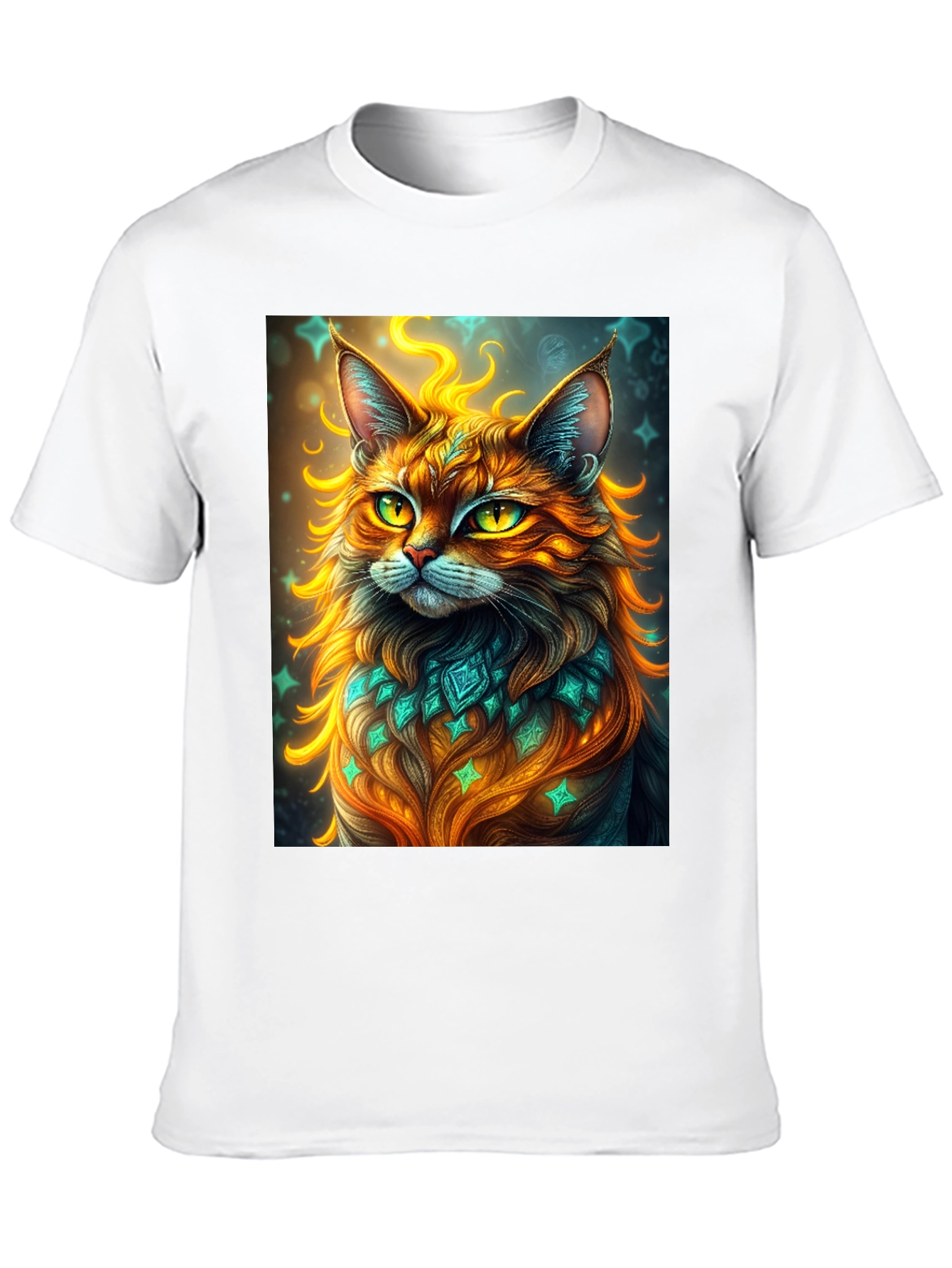 Mystic Cat Graphic Tee - Unique Artistic Design
