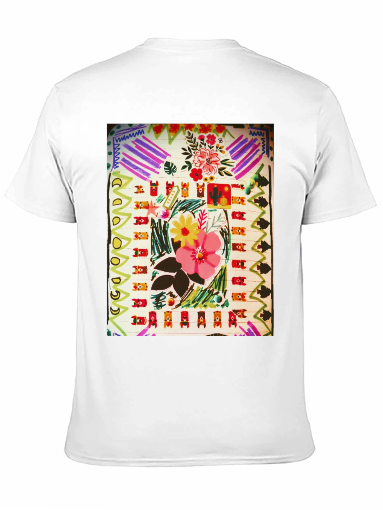 Abstract Floral Graphic Print Black T-Shirt