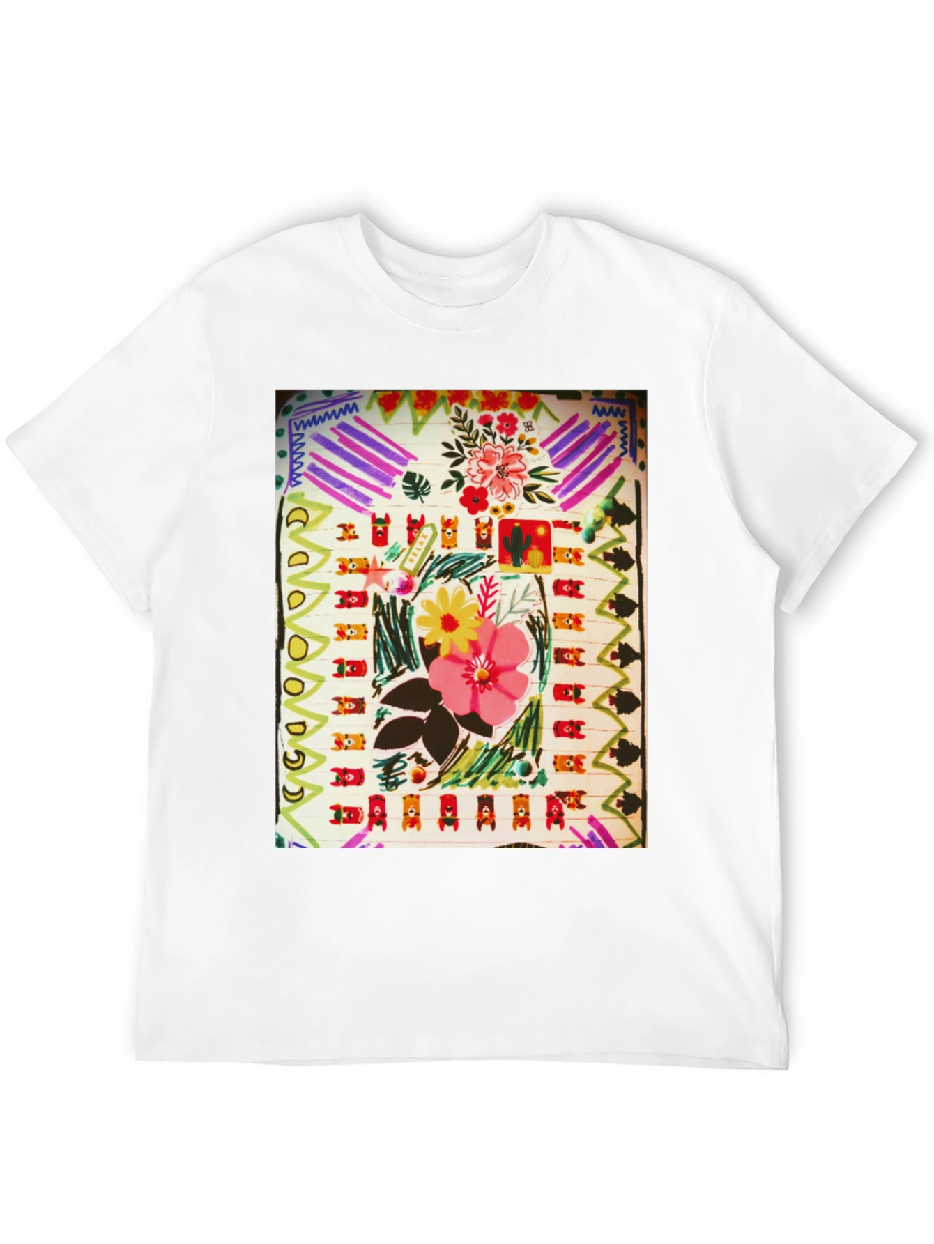 Abstract Floral Graphic Print Black T-Shirt