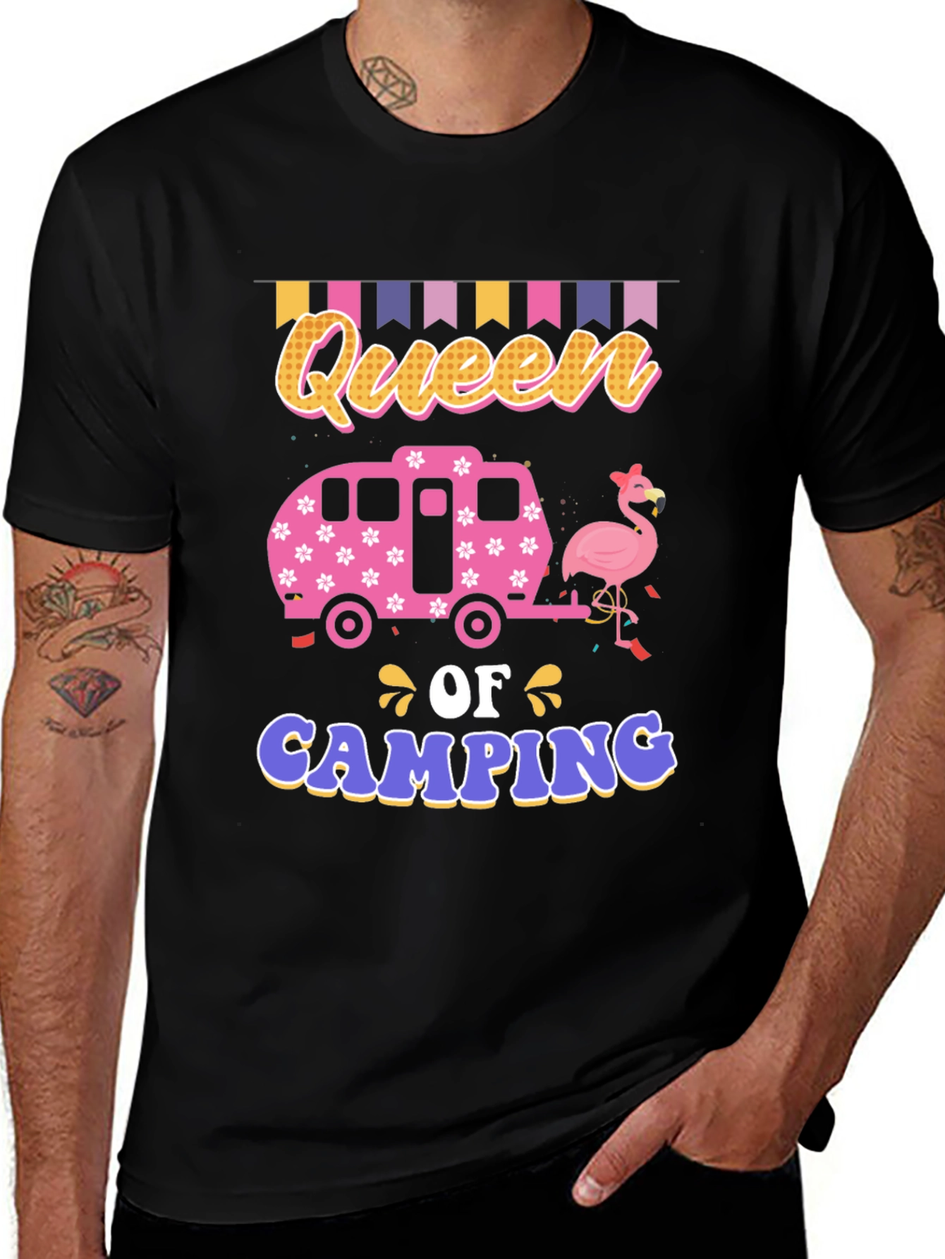 Queen of Camping Graphic Tee - Fun Summer Apparel