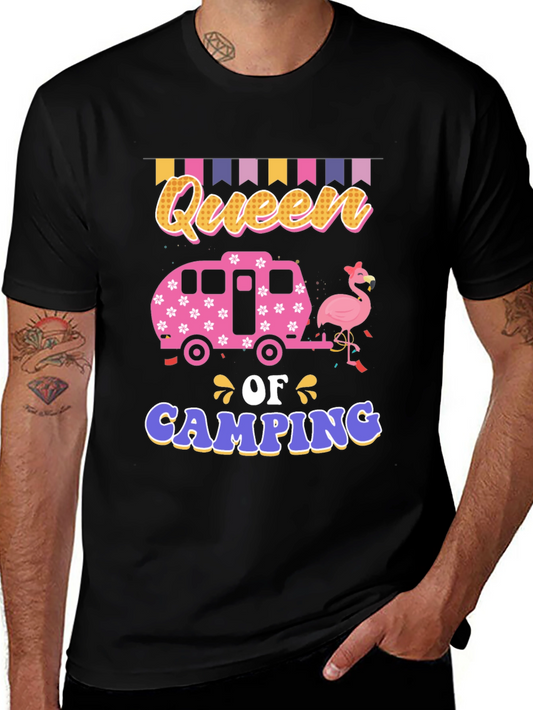 Queen of Camping Graphic Tee - Fun Summer Apparel