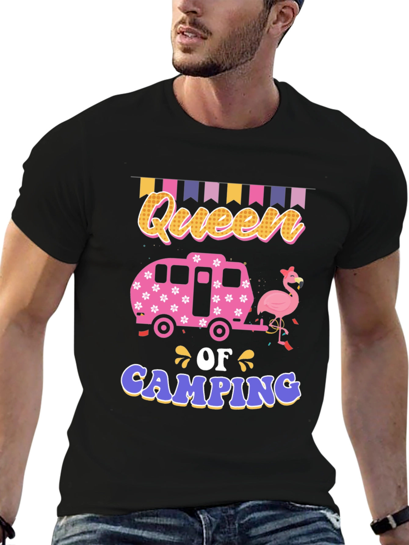Queen of Camping Graphic Tee - Fun Summer Apparel
