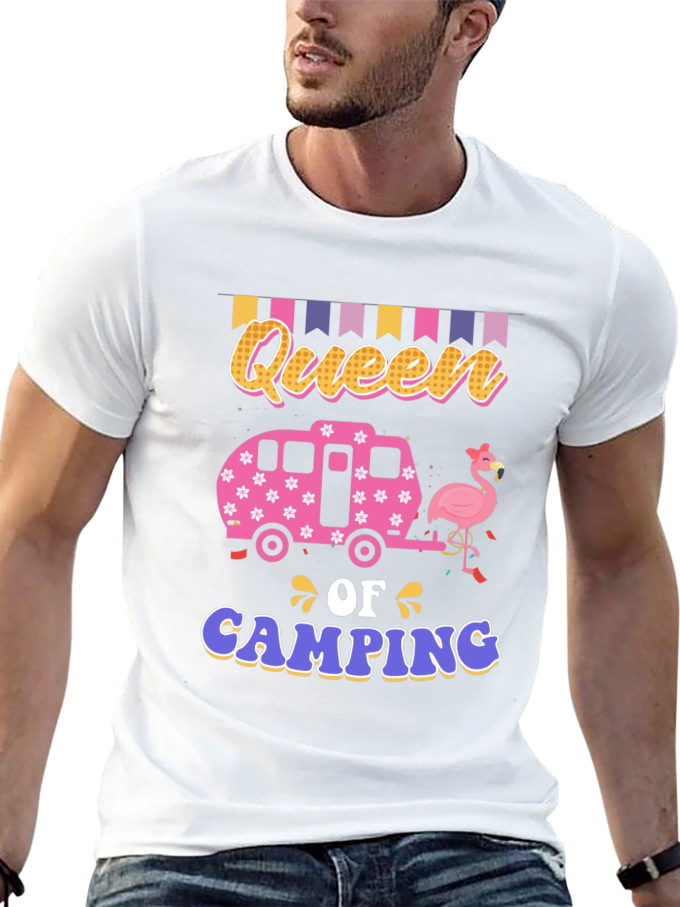 Queen of Camping Graphic Tee - Fun Summer Apparel