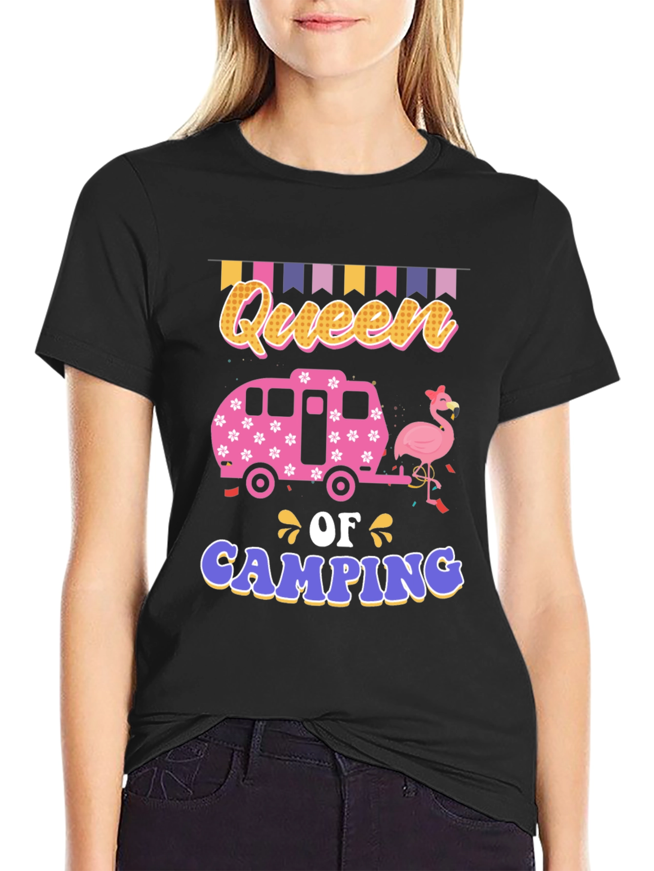 Queen of Camping Graphic Tee - Fun Summer Apparel