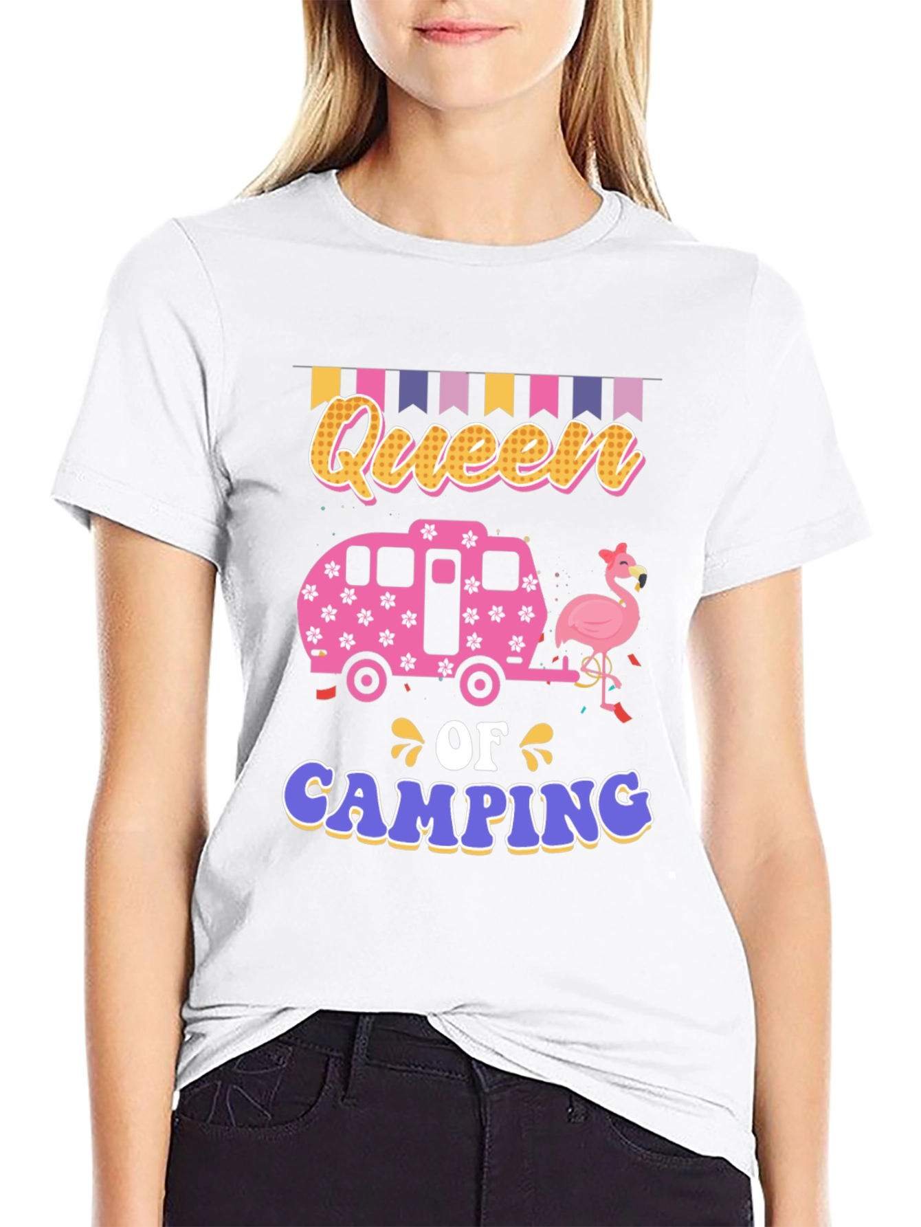 Queen of Camping Graphic Tee - Fun Summer Apparel