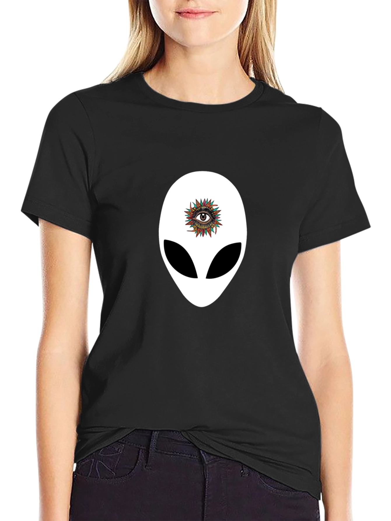 Alien Eye Graphic T-Shirt - Unique Black Tee
