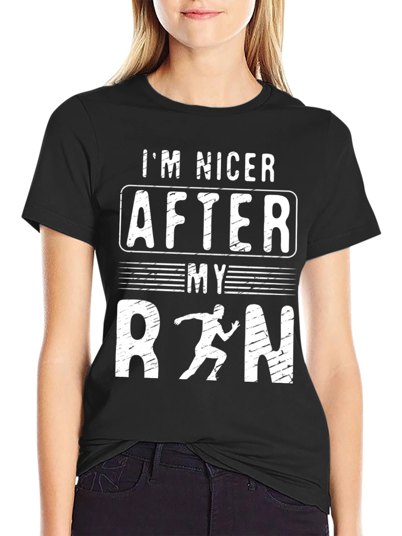 Im Nicer After My Run Black Graphic T-Shirt