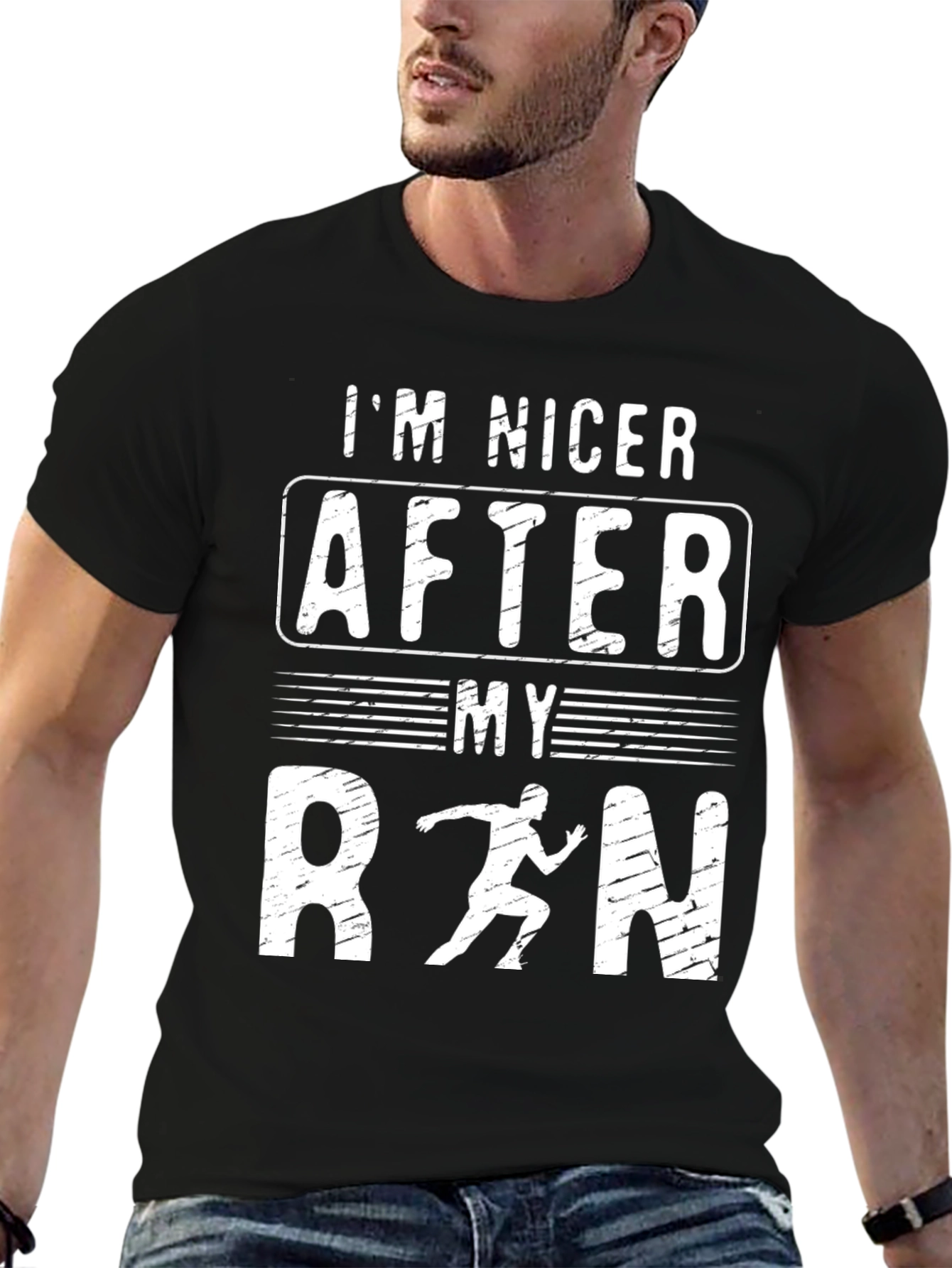 Im Nicer After My Run Black Graphic T-Shirt