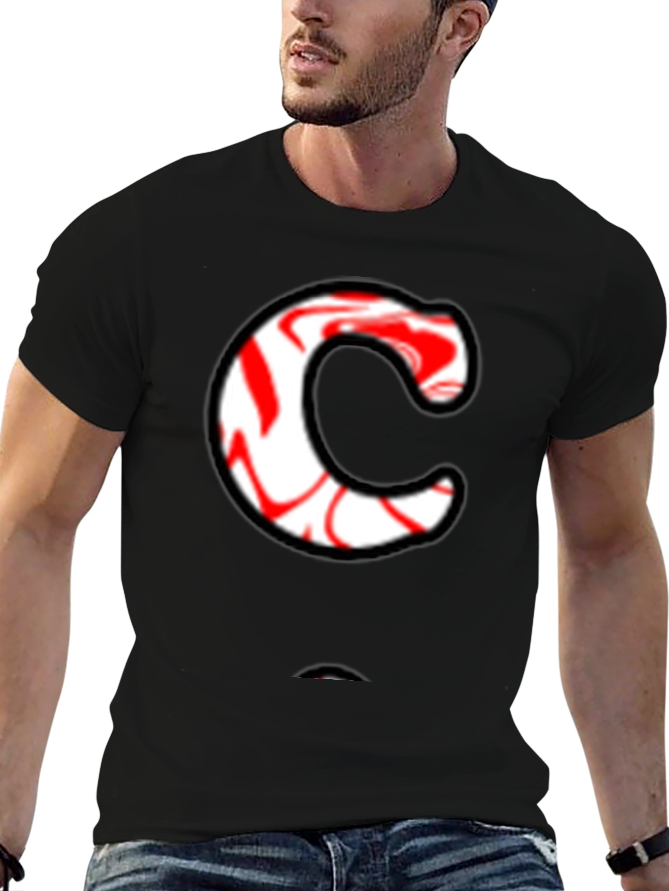 Candy Cane C Graphic Tee - Black