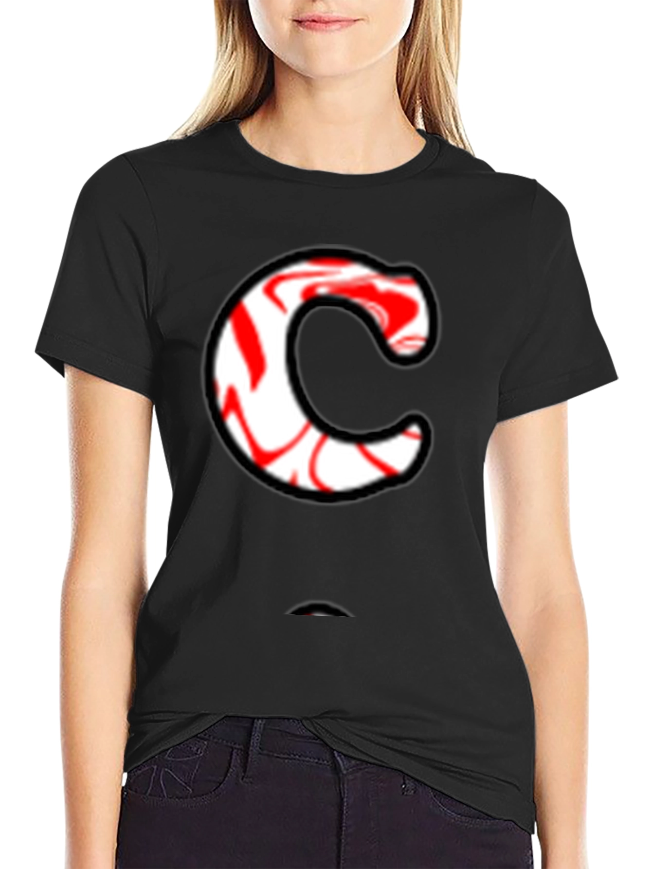 Candy Cane C Graphic Tee - Black