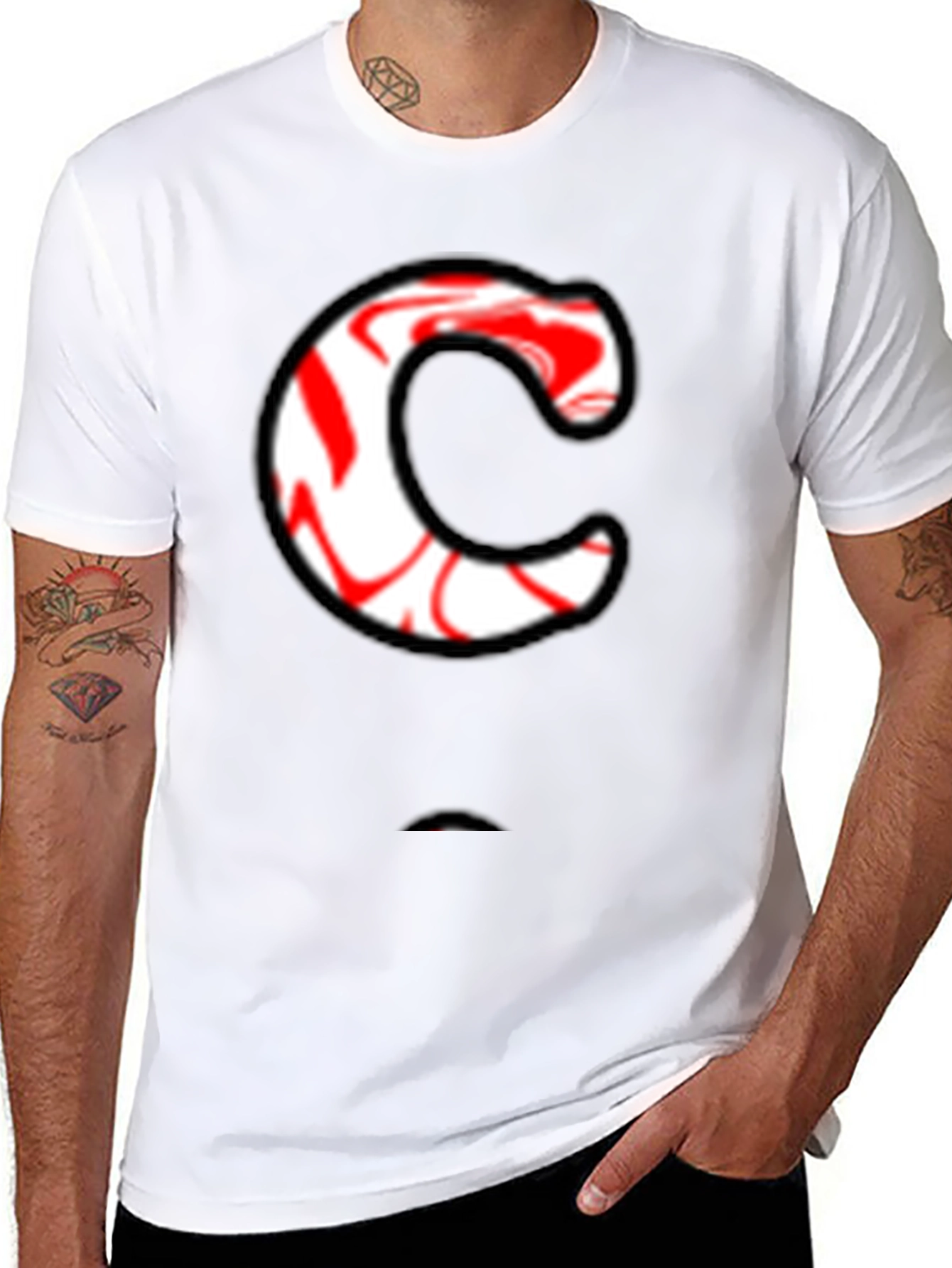 Candy Cane C Graphic Tee - Black