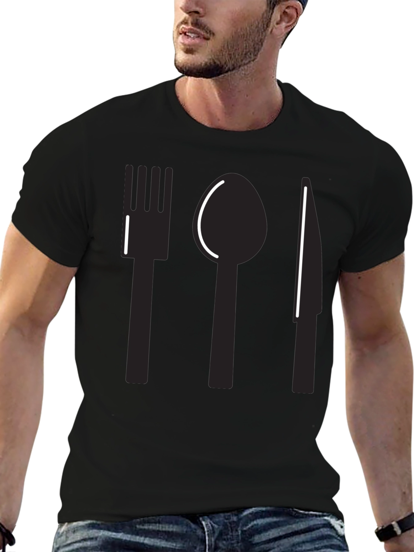 Cutlery Graphic Tee - Minimalist Chef T-Shirt