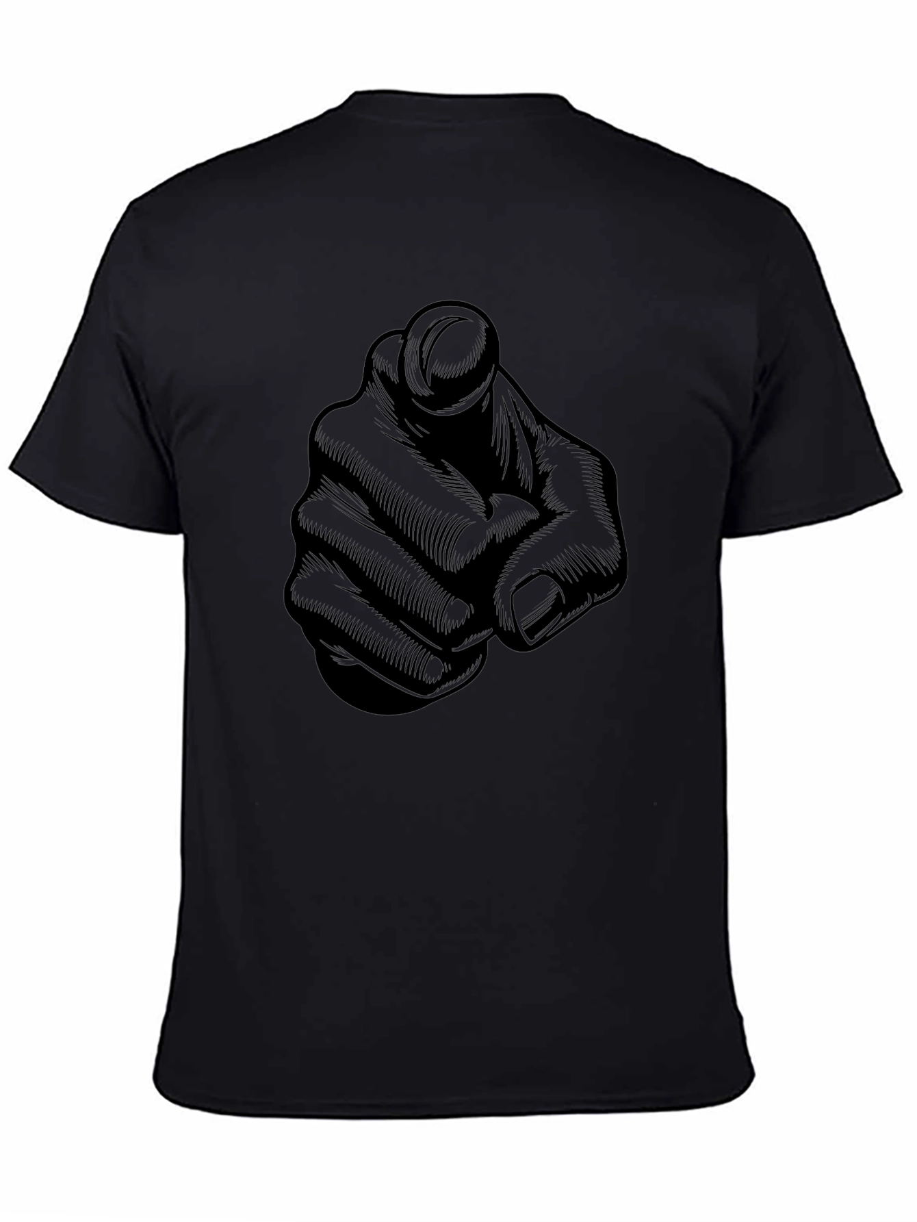 Finger Pointing Graphic Tee - Black Casual Shirt