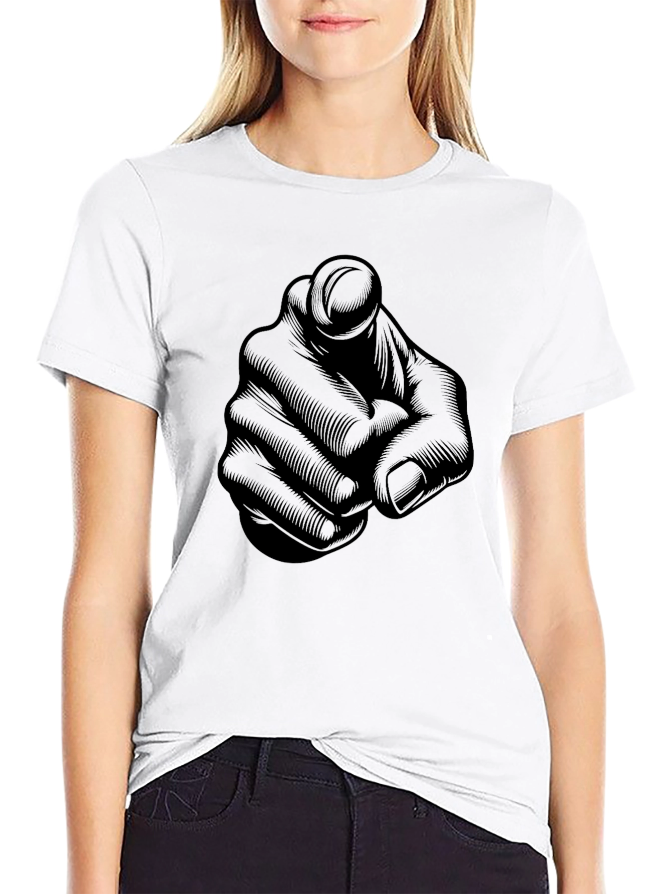 Finger Pointing Graphic Tee - Black Casual Shirt