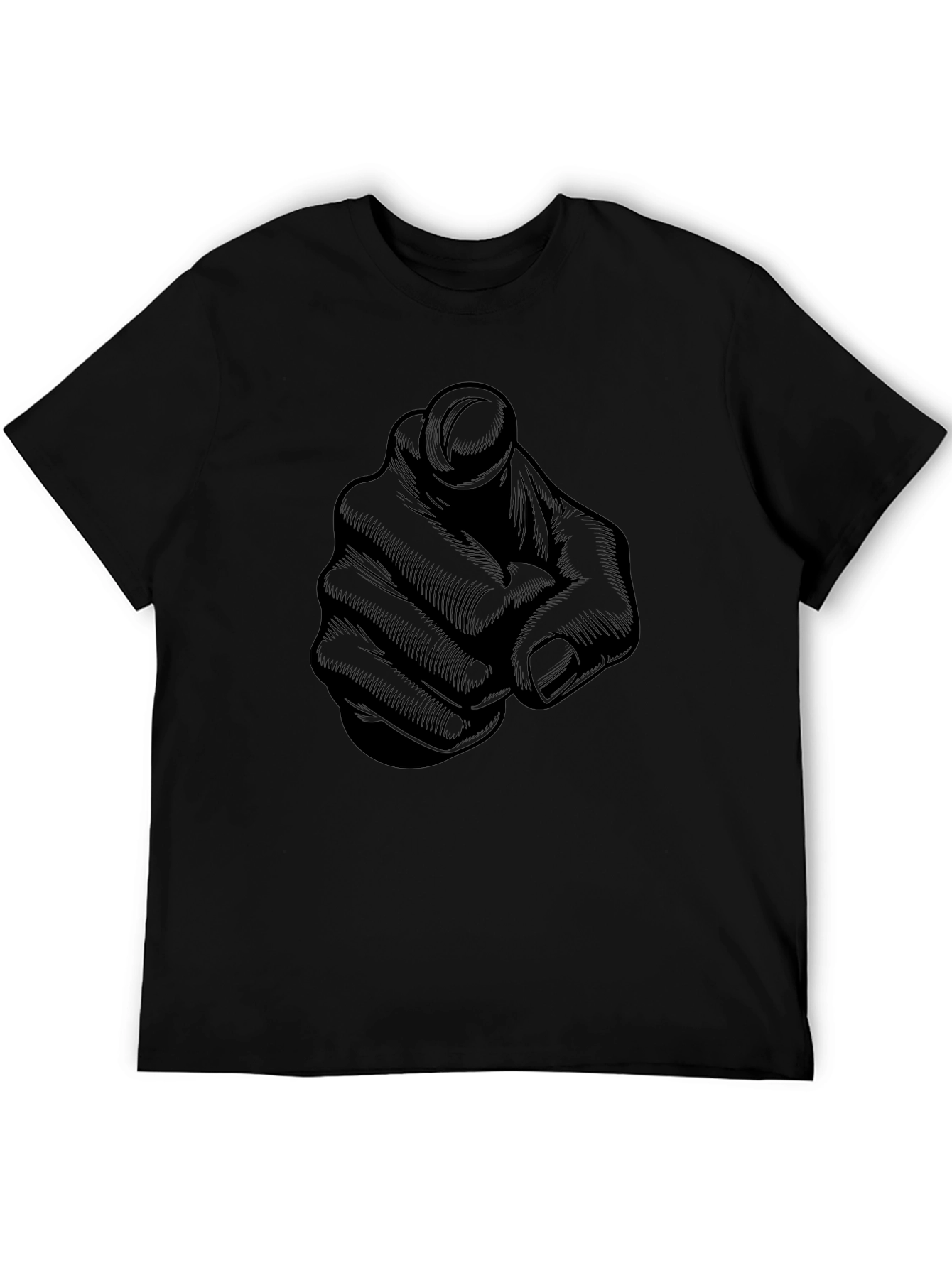 Finger Pointing Graphic Tee - Black Casual Shirt