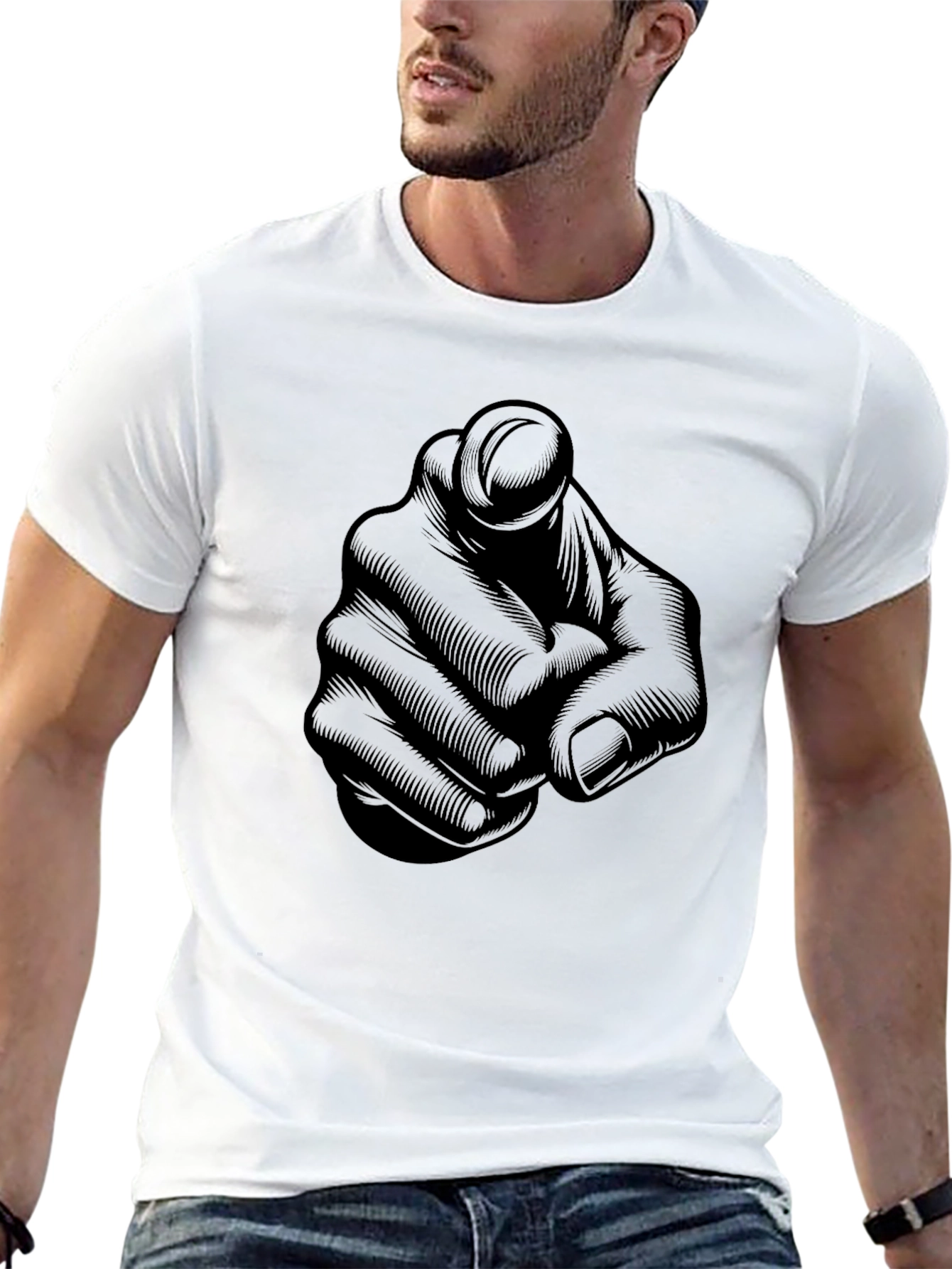 Finger Pointing Graphic Tee - Black Casual Shirt