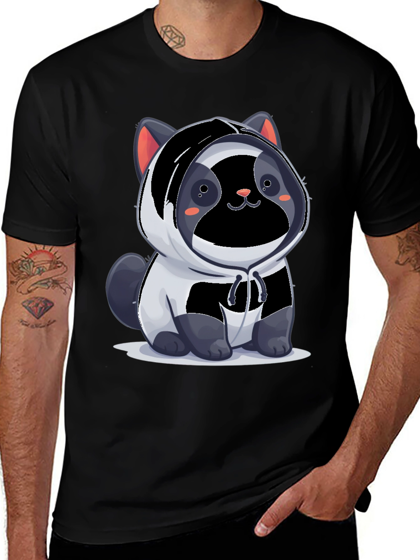 Cute Panda Cat Hoodie T-Shirt