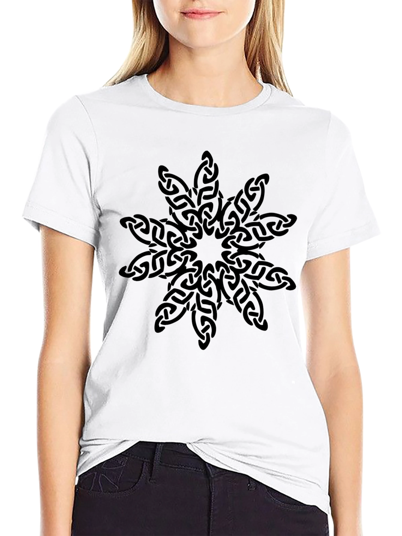 Mens Black T-Shirt with Celtic Knot Design