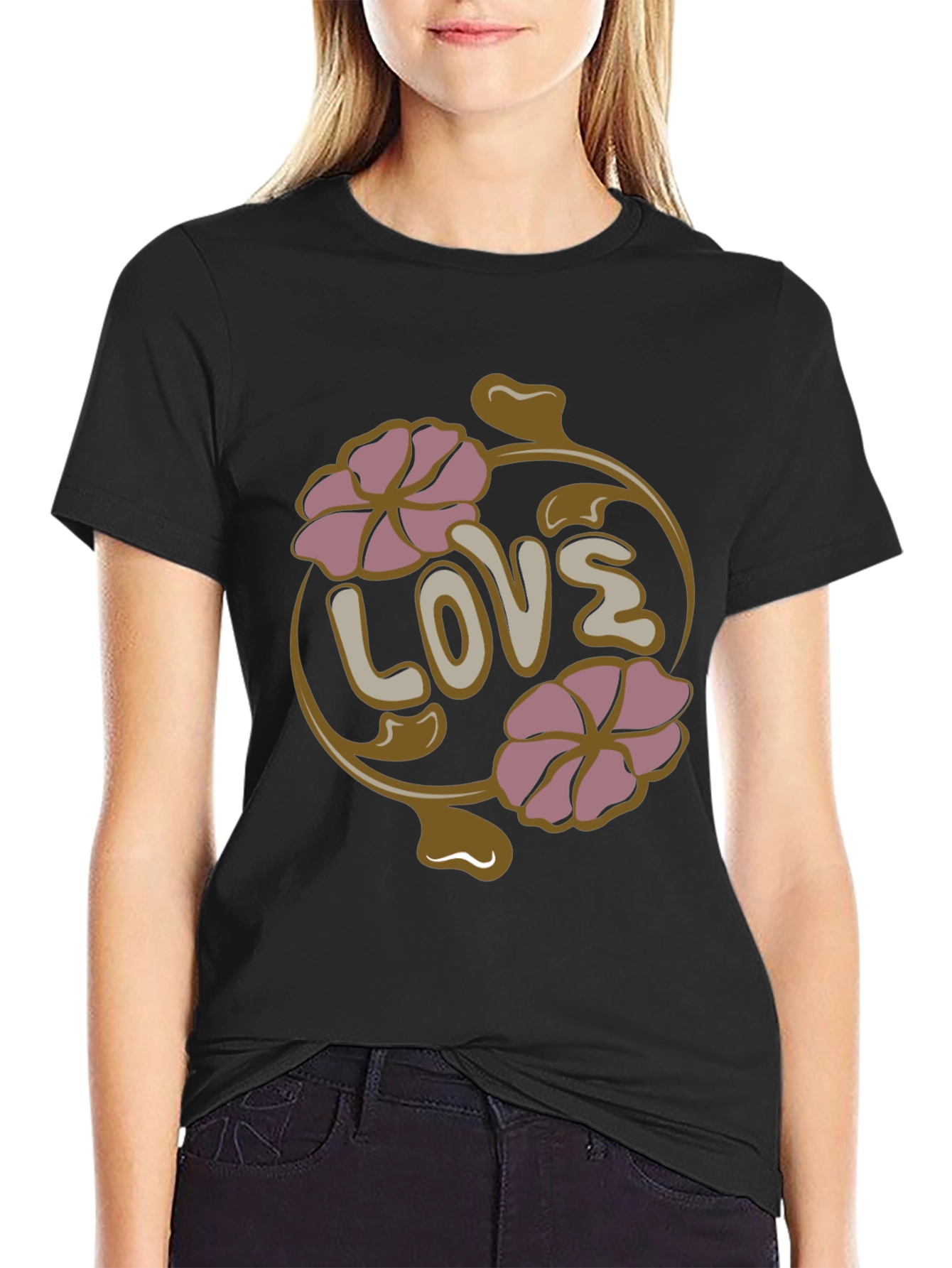 Floral Love T-Shirt - Retro Design