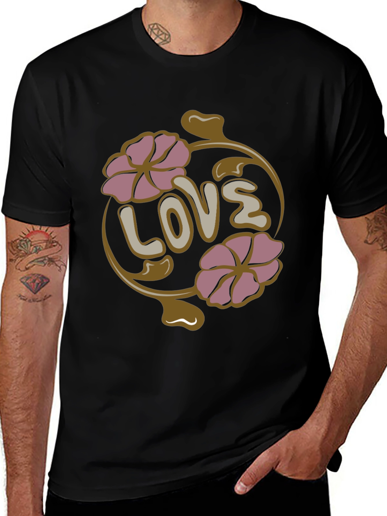 Floral Love T-Shirt - Retro Design