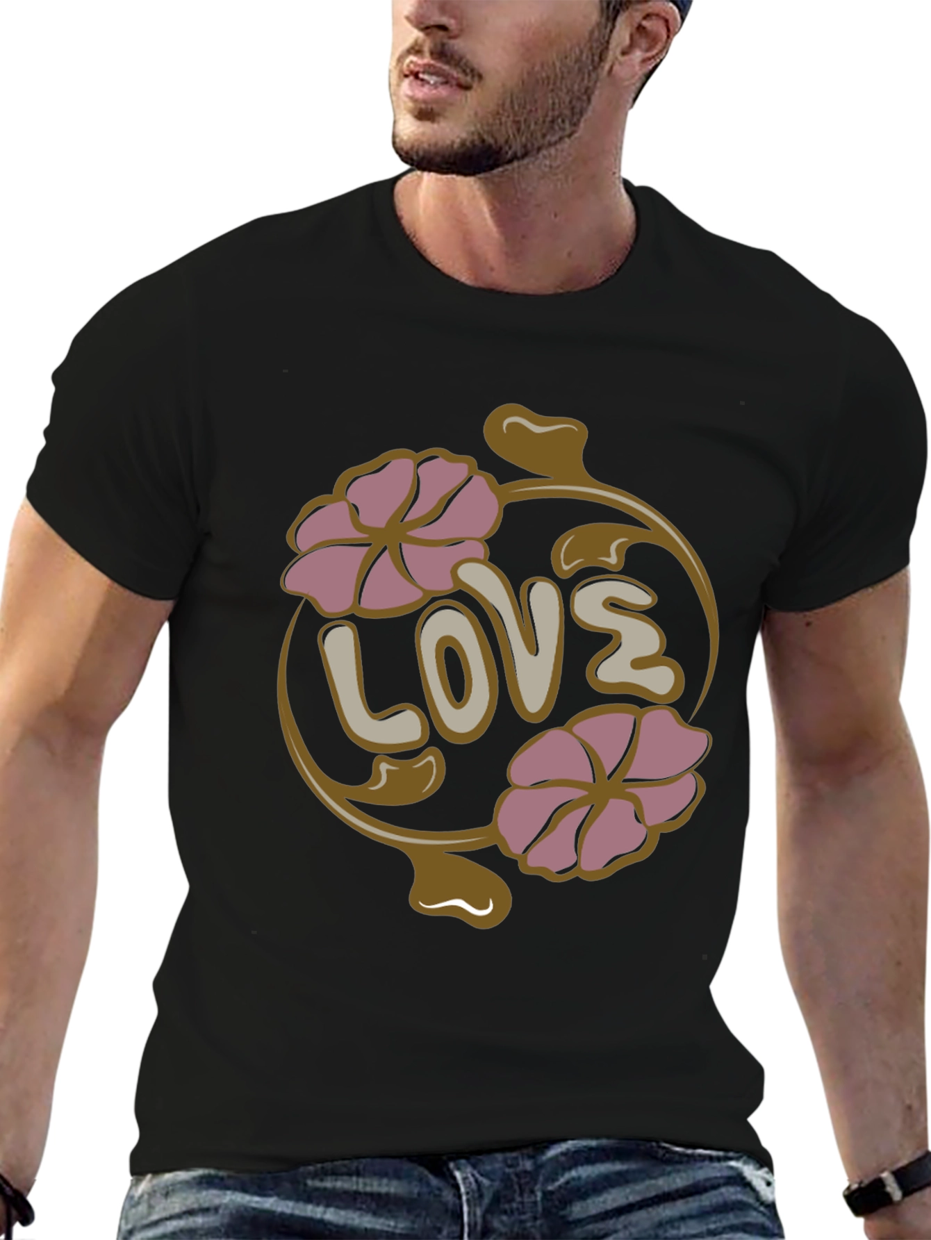 Floral Love T-Shirt - Retro Design