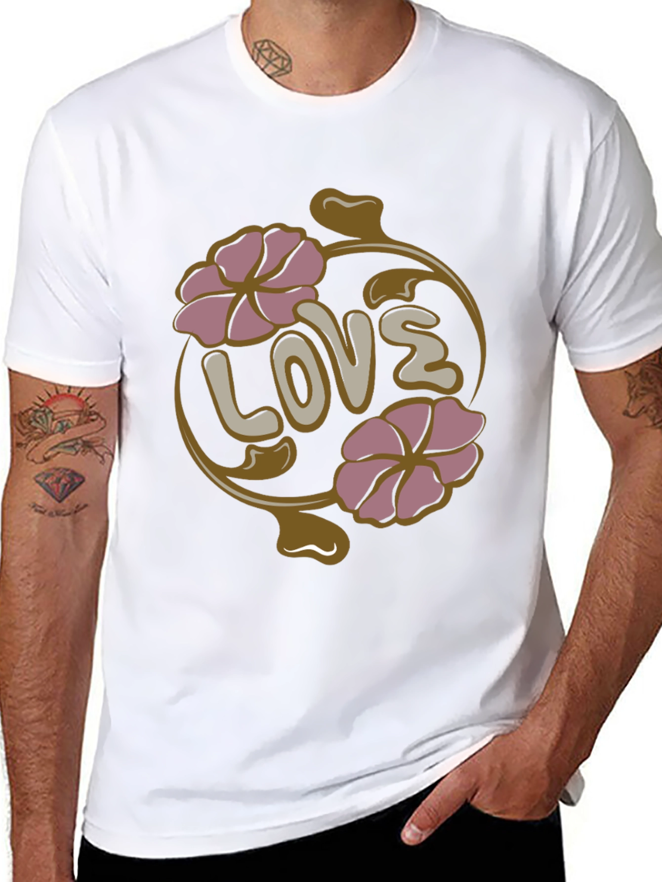 Floral Love T-Shirt - Retro Design