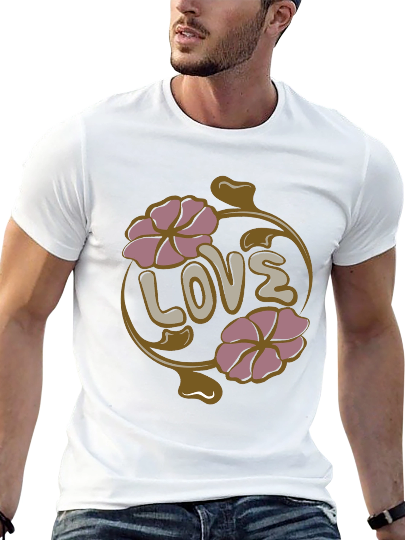 Floral Love T-Shirt - Retro Design