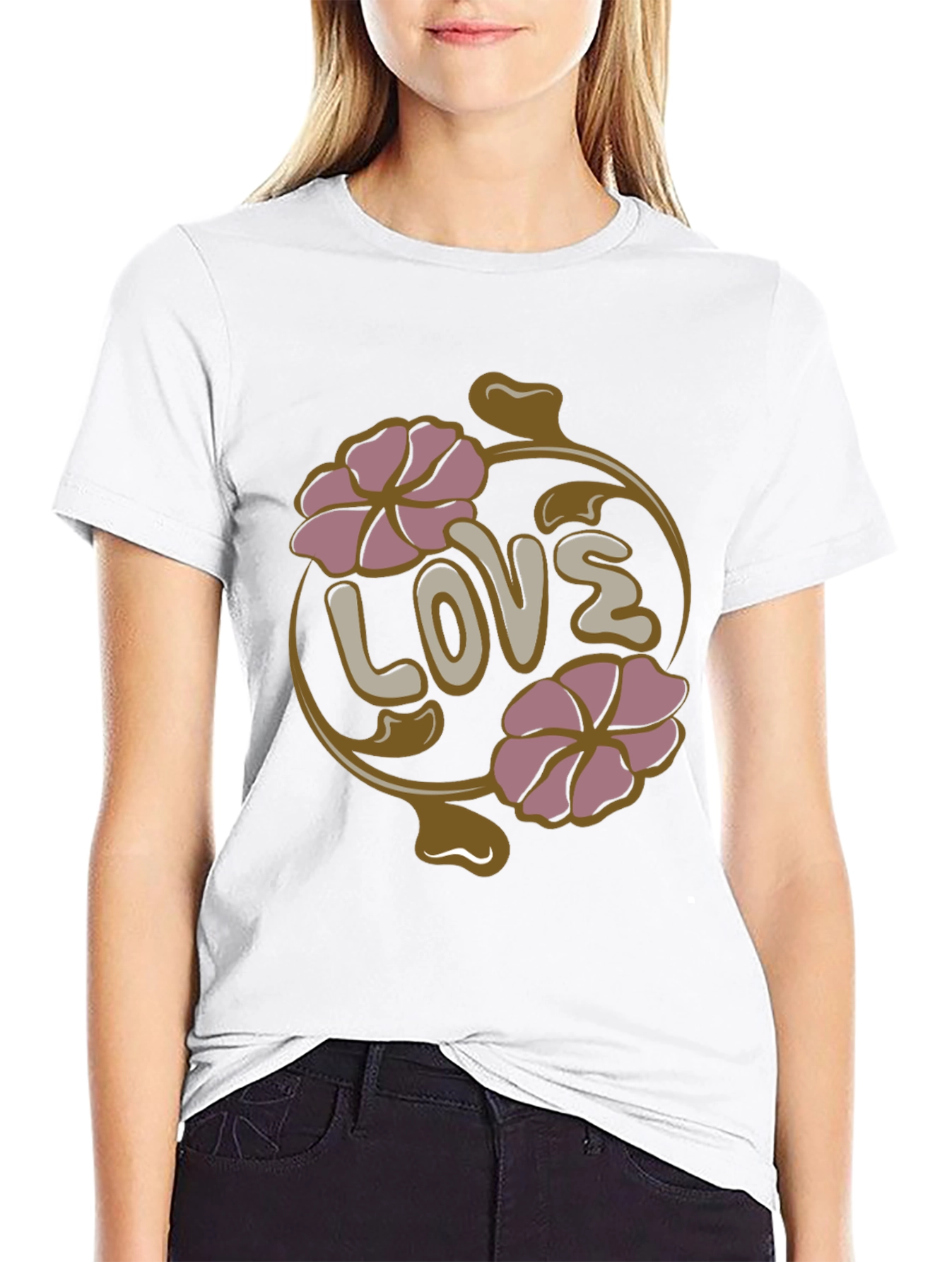 Floral Love T-Shirt - Retro Design
