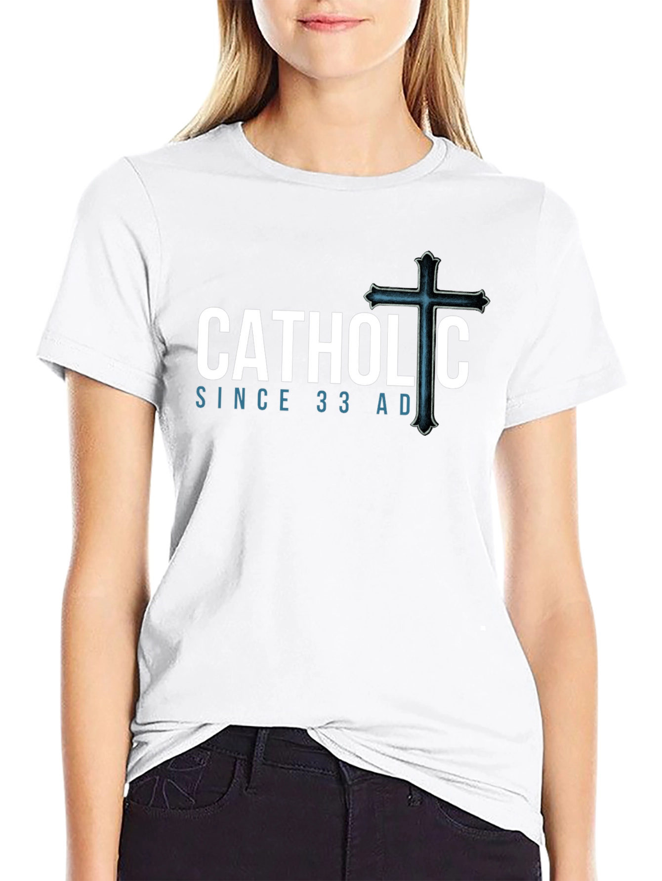 Catholic Since 33 AD Black T-Shirt