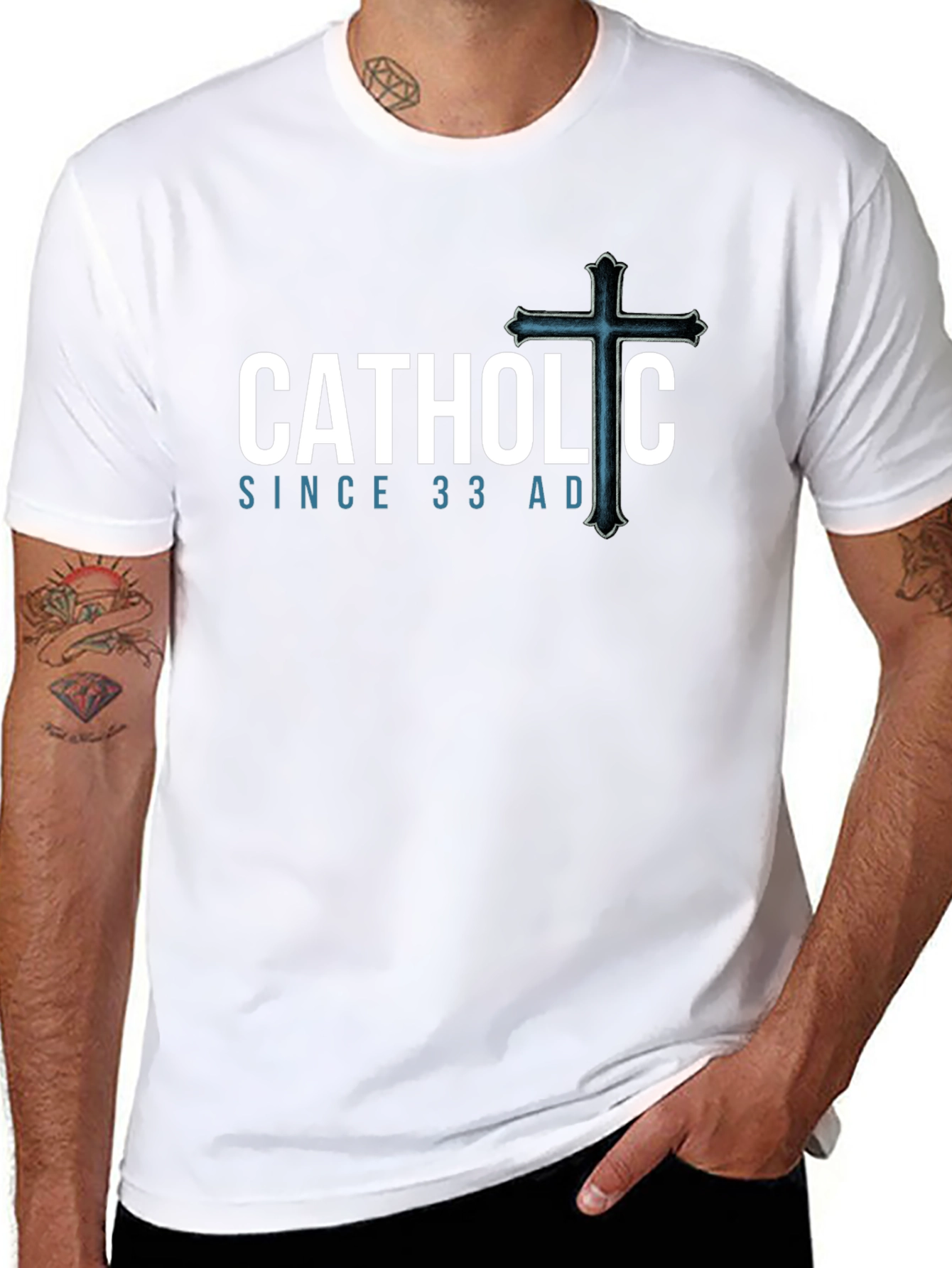 Catholic Since 33 AD Black T-Shirt