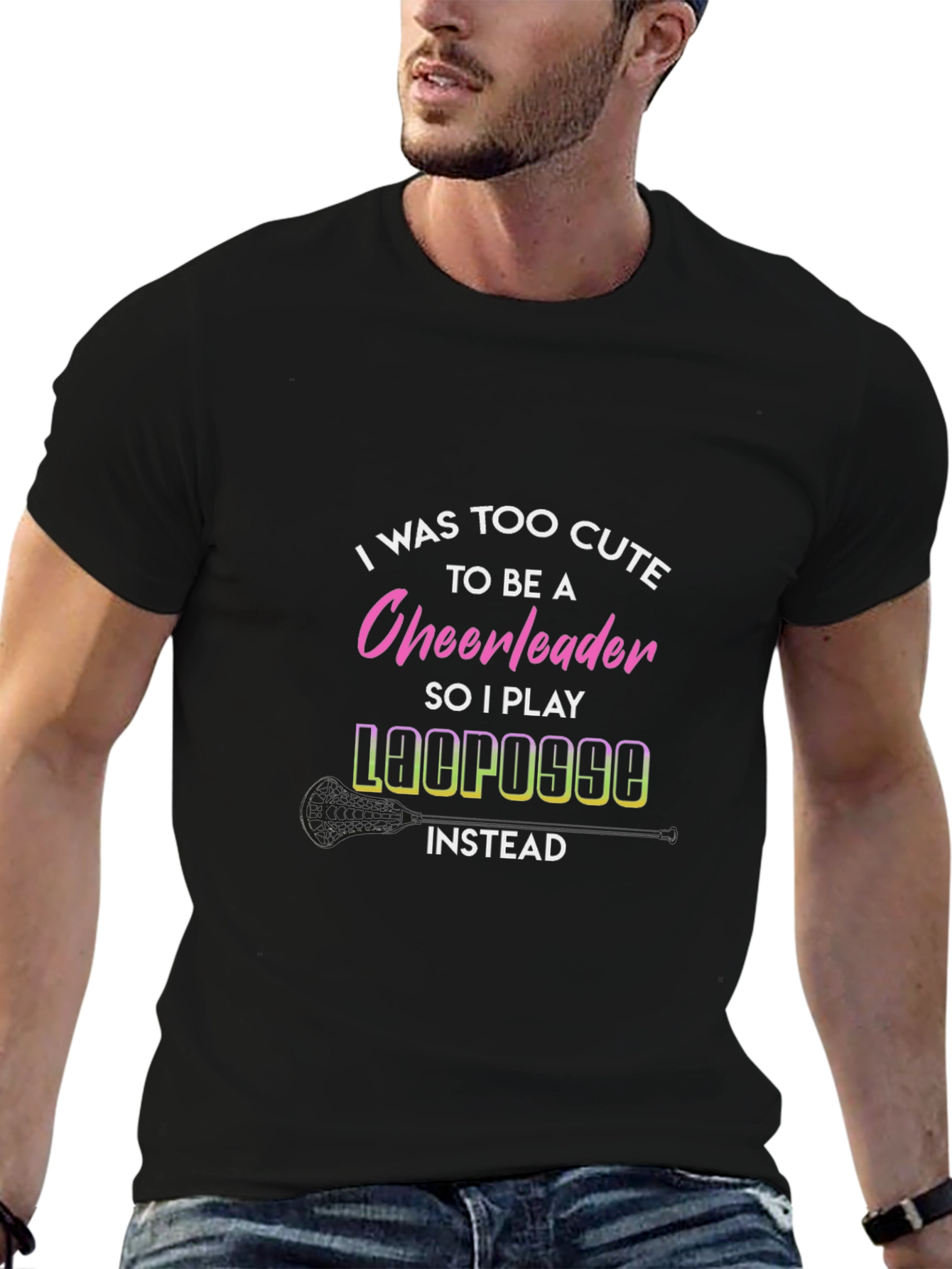 Funny Lacrosse T-Shirt Too Cute Cheerleader Tee