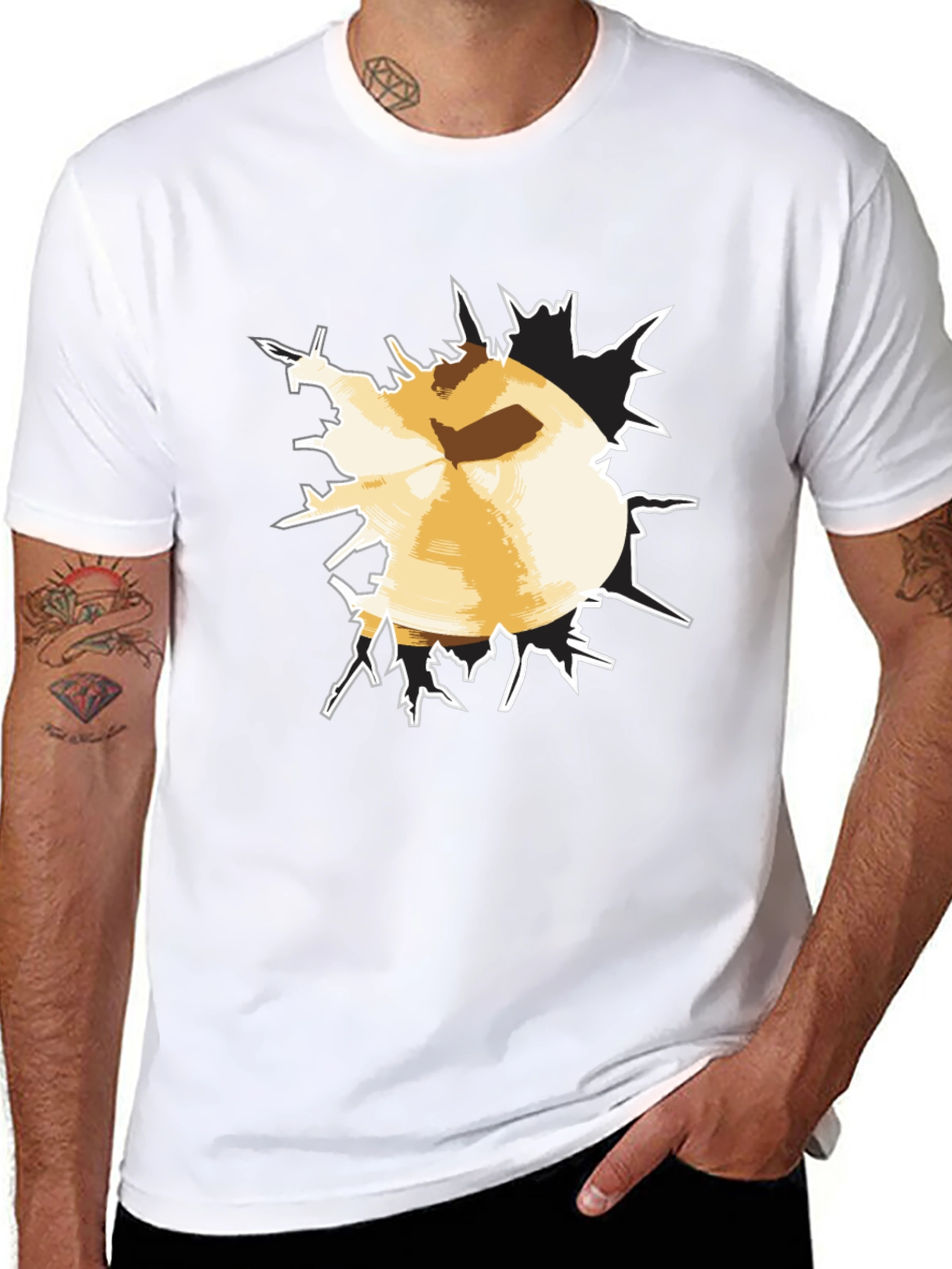 Bursting Through Tee - Funny Graphic T-Shirt