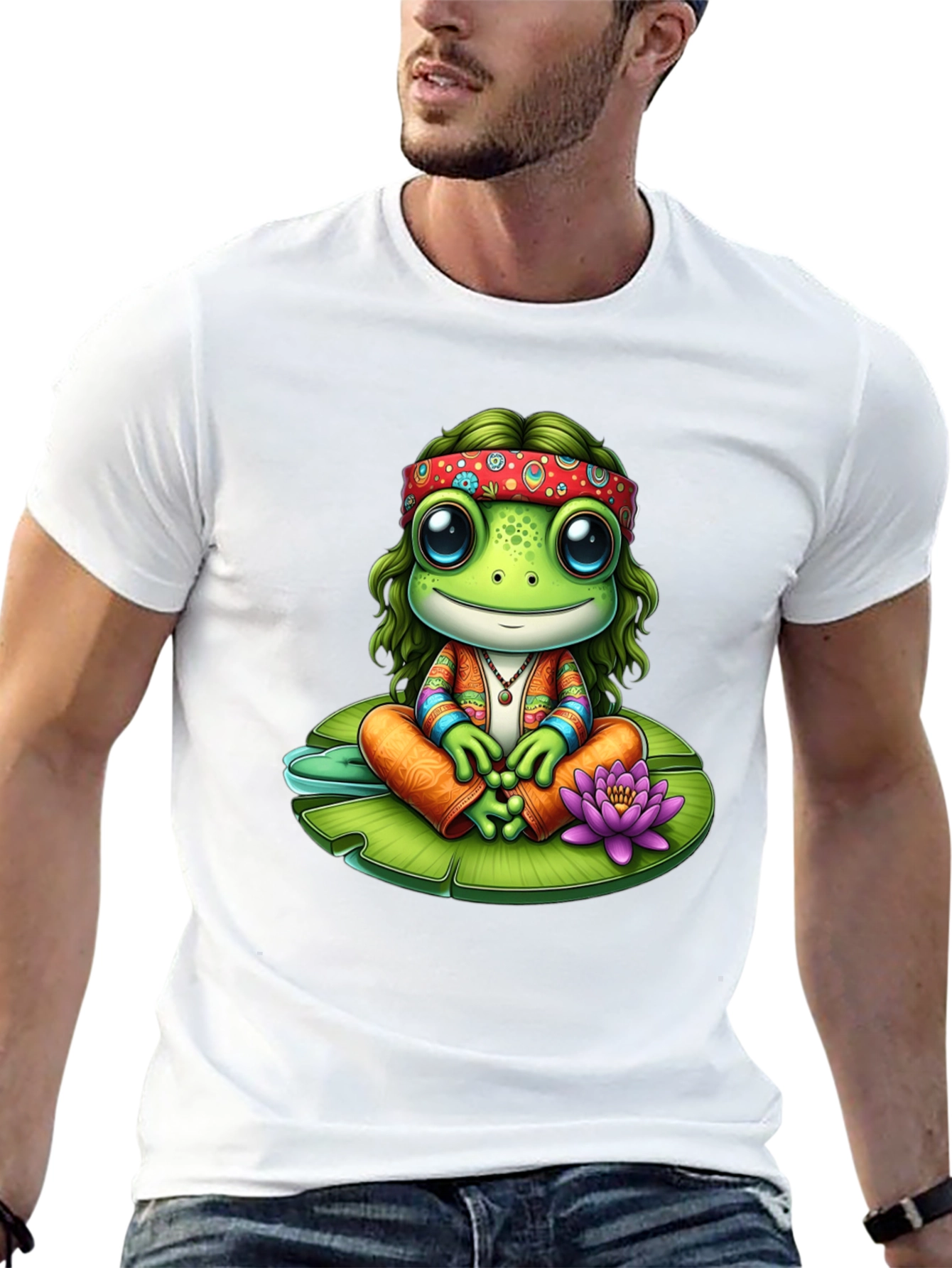Hippie Frog T-Shirt: Peace & Lily Pad Vibes!