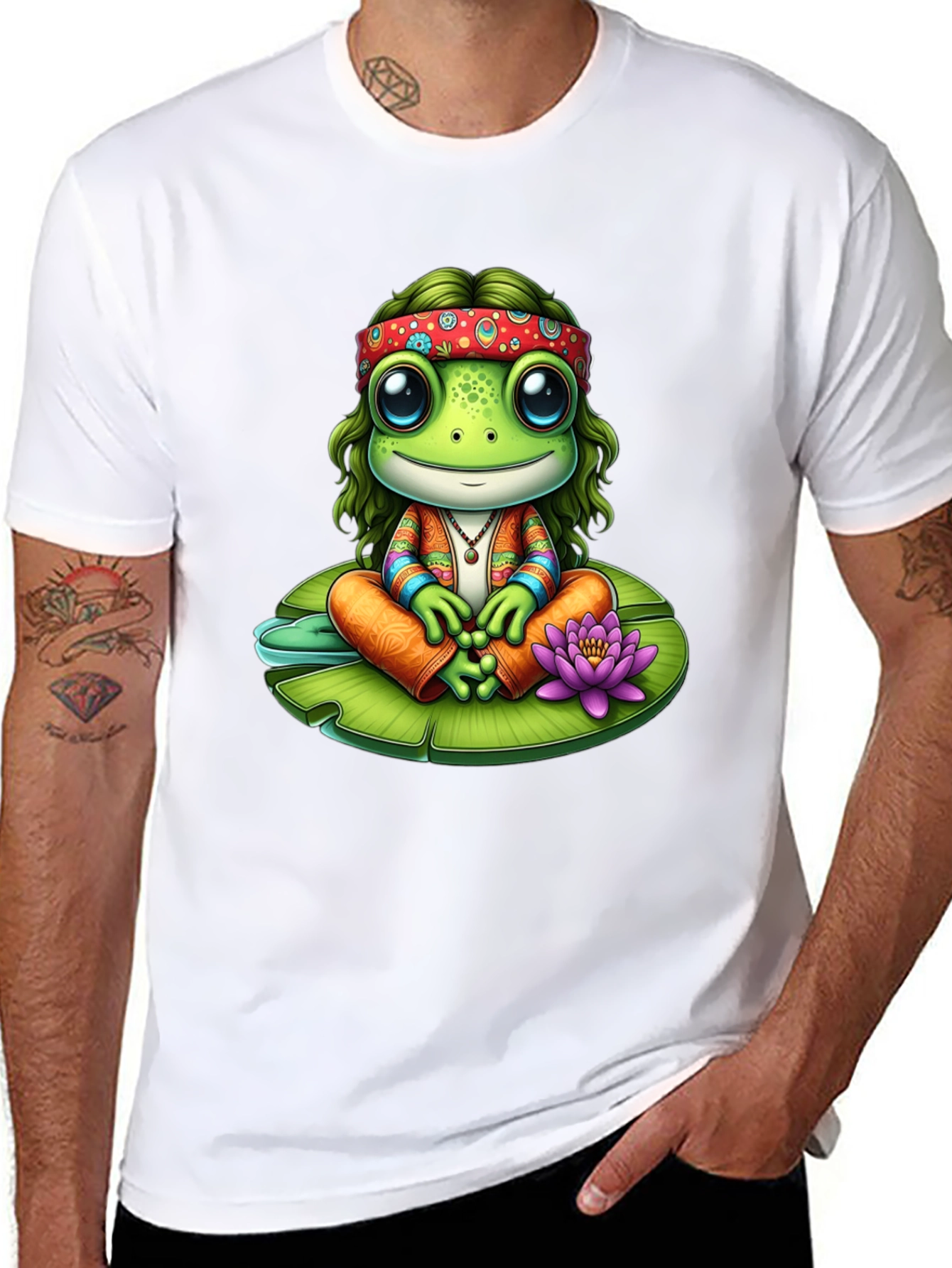 Hippie Frog T-Shirt: Peace & Lily Pad Vibes!