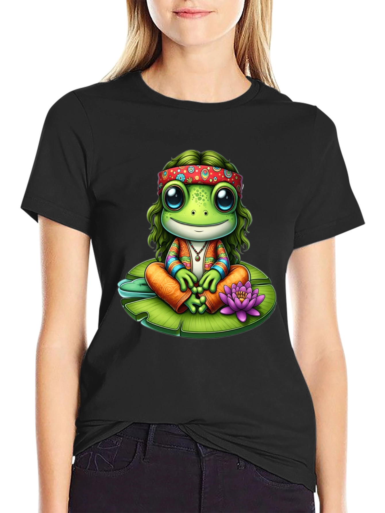 Hippie Frog T-Shirt: Peace & Lily Pad Vibes!