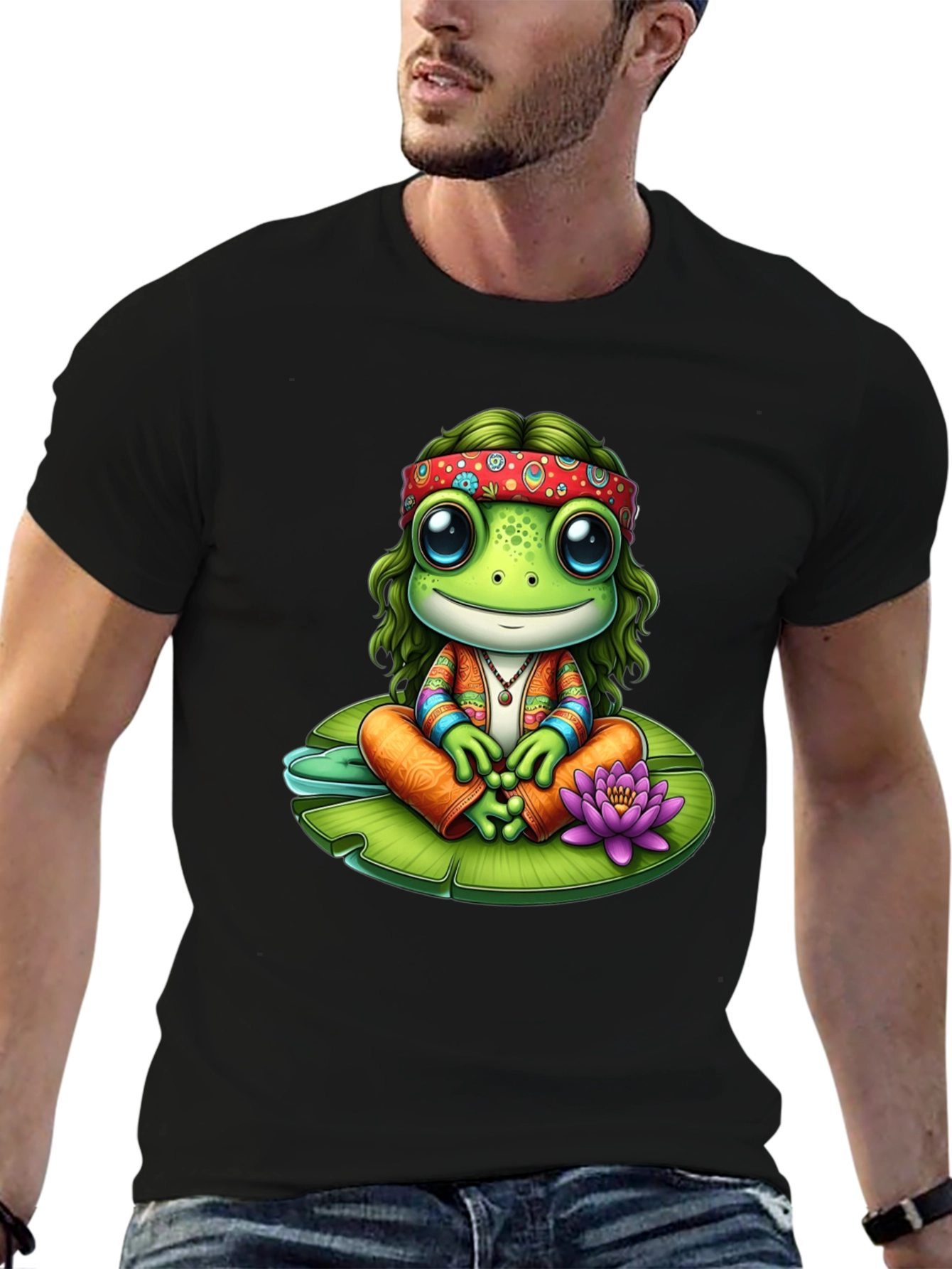 Hippie Frog T-Shirt: Peace & Lily Pad Vibes!
