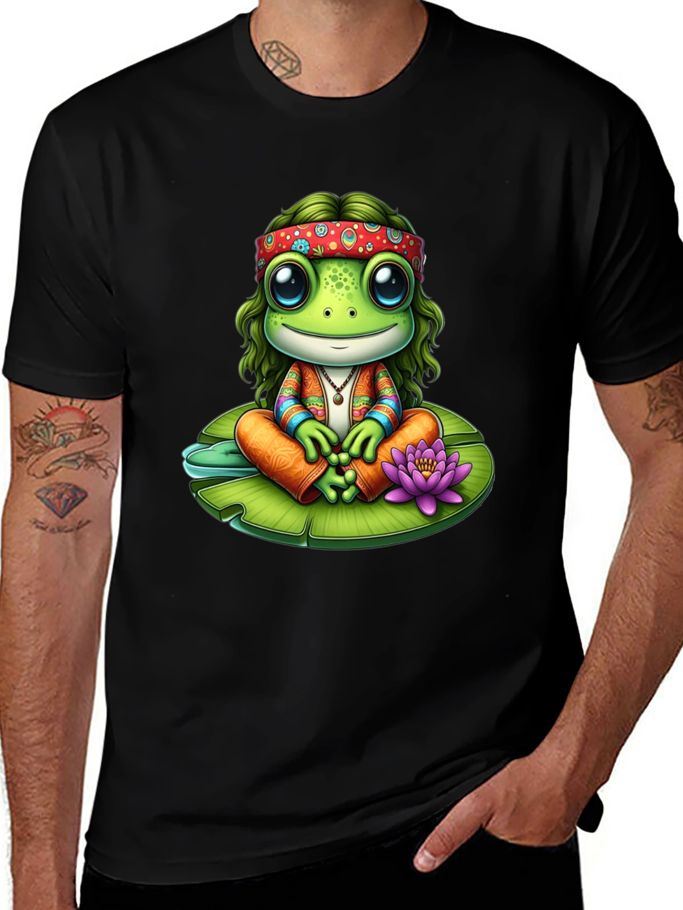 Hippie Frog T-Shirt: Peace & Lily Pad Vibes!