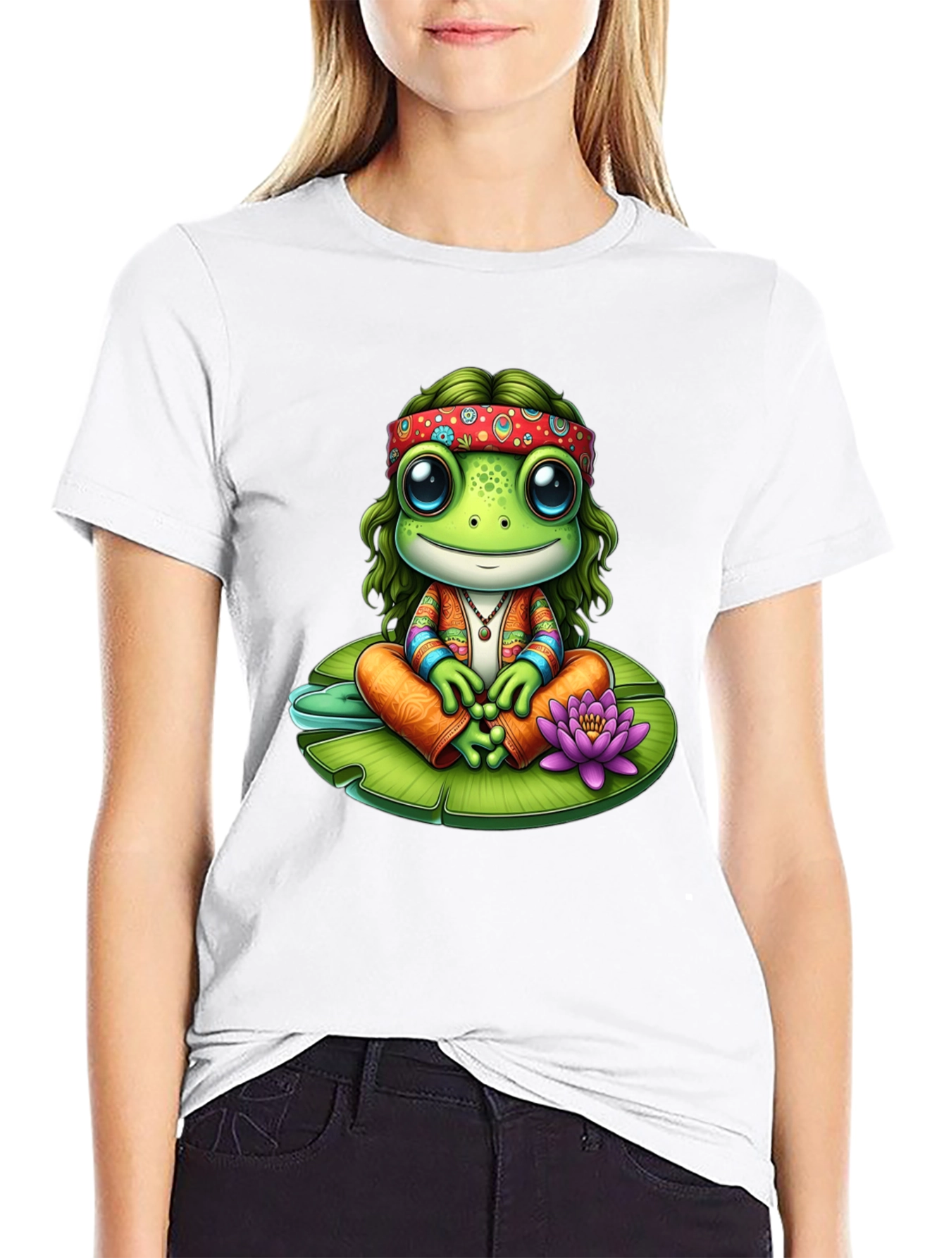 Hippie Frog T-Shirt: Peace & Lily Pad Vibes!